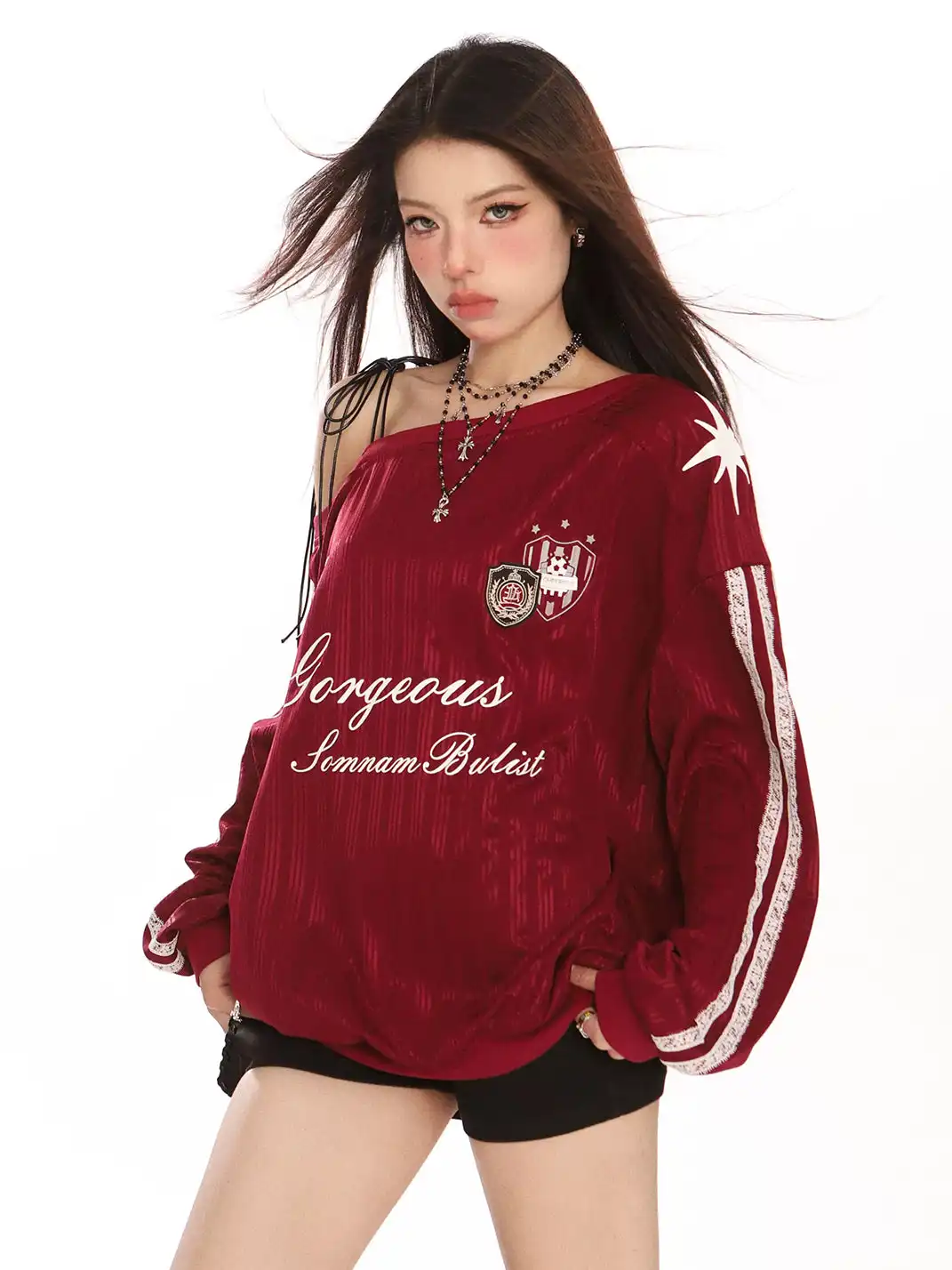 BIGGOLD | One Shoulder Tie Strap Long Sleeve Sweatshirt