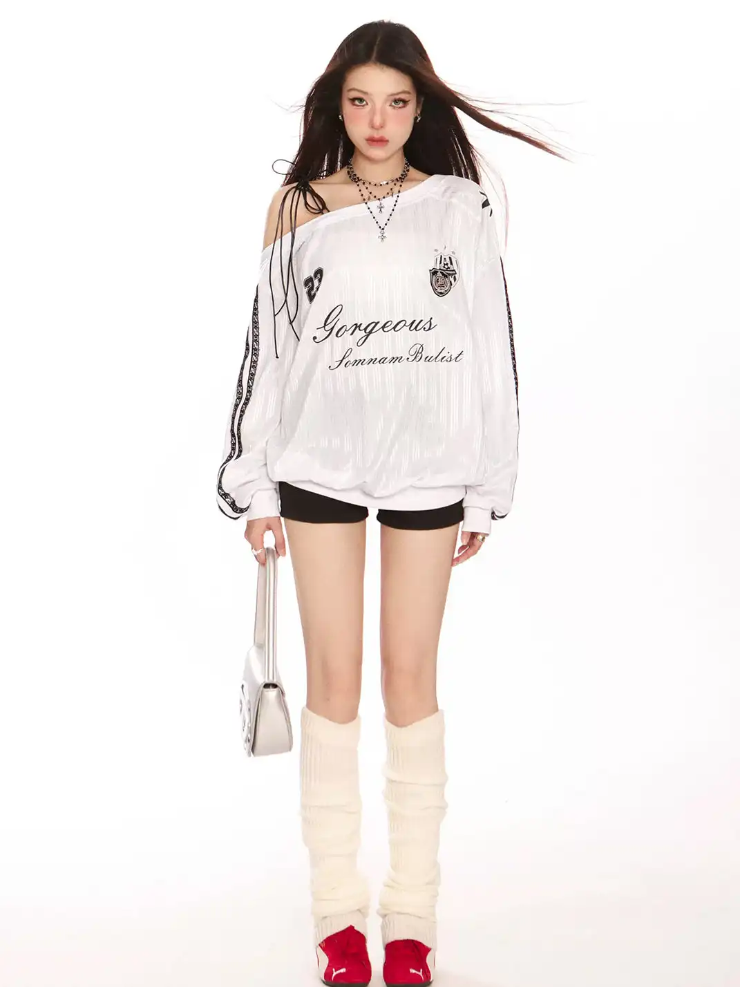 BIGGOLD | One Shoulder Tie Strap Long Sleeve Sweatshirt