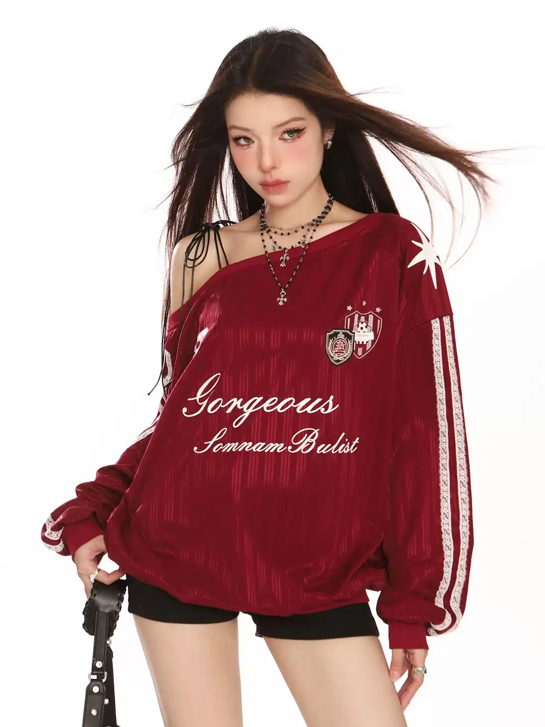 BIGGOLD | One Shoulder Tie Strap Long Sleeve Sweatshirt