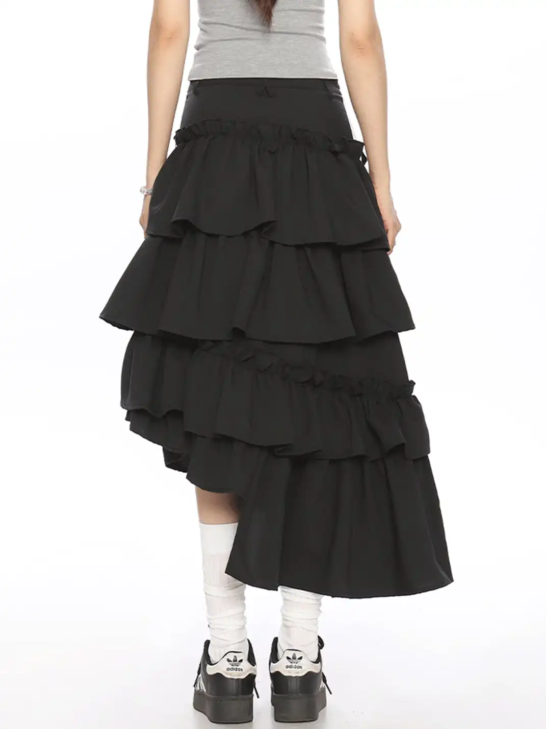 BIGGOLD | Irregular Stripe Color Contrast Tiered Skirt