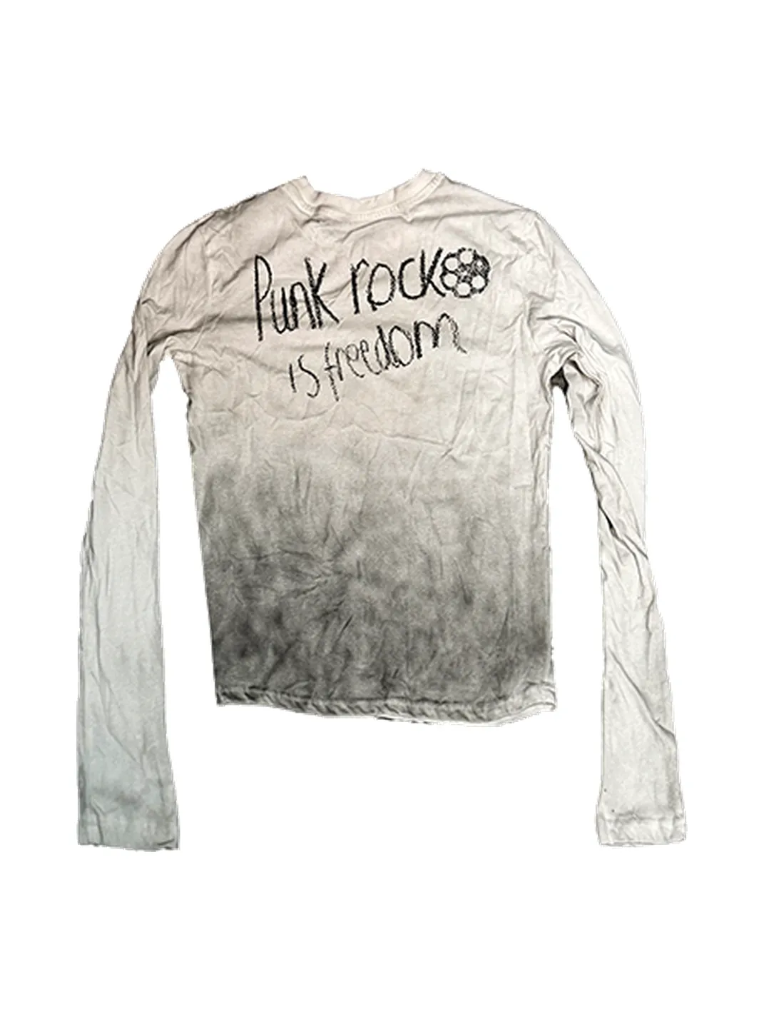 DETW | Washed Distressed Dirty Dye Dual Gun Slogan Long Sleeve T-Shirt