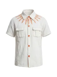DND4DES | Color Contrast Bullet Print Linen Shirt