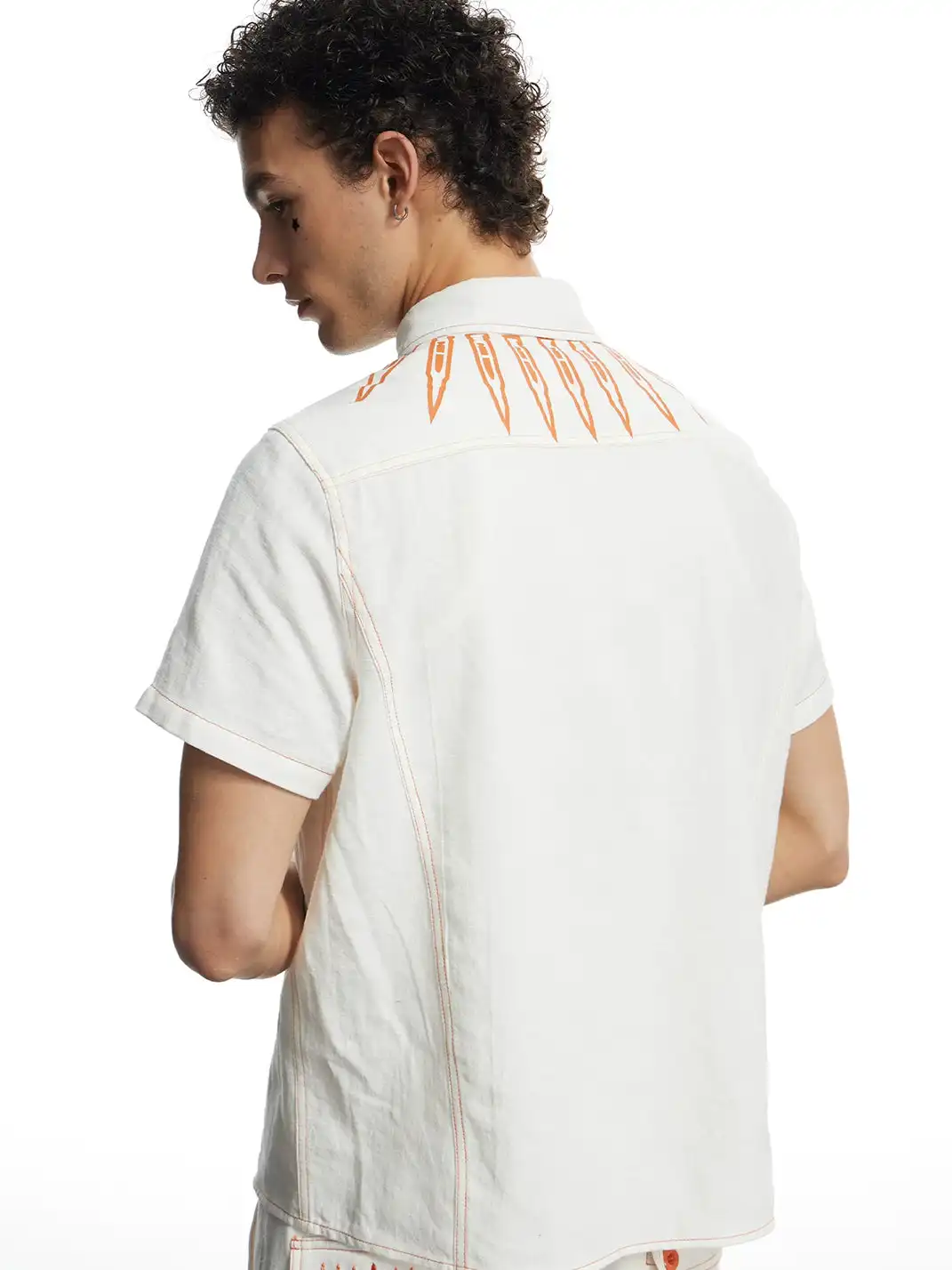 DND4DES | Color Contrast Bullet Print Linen Shirt