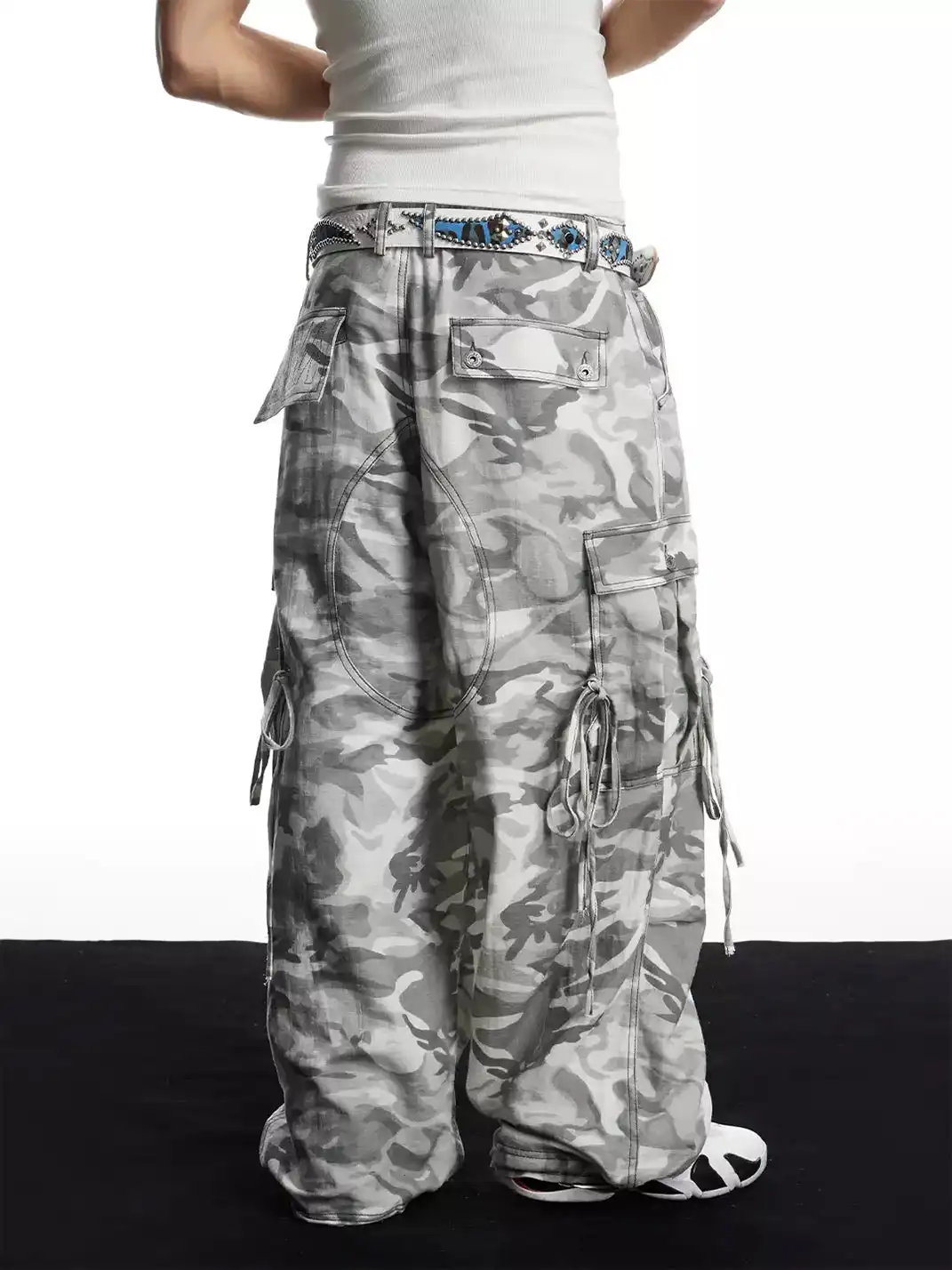 DND4DES | Camouflage Multi-Pocket Straight-Leg Linen Pants