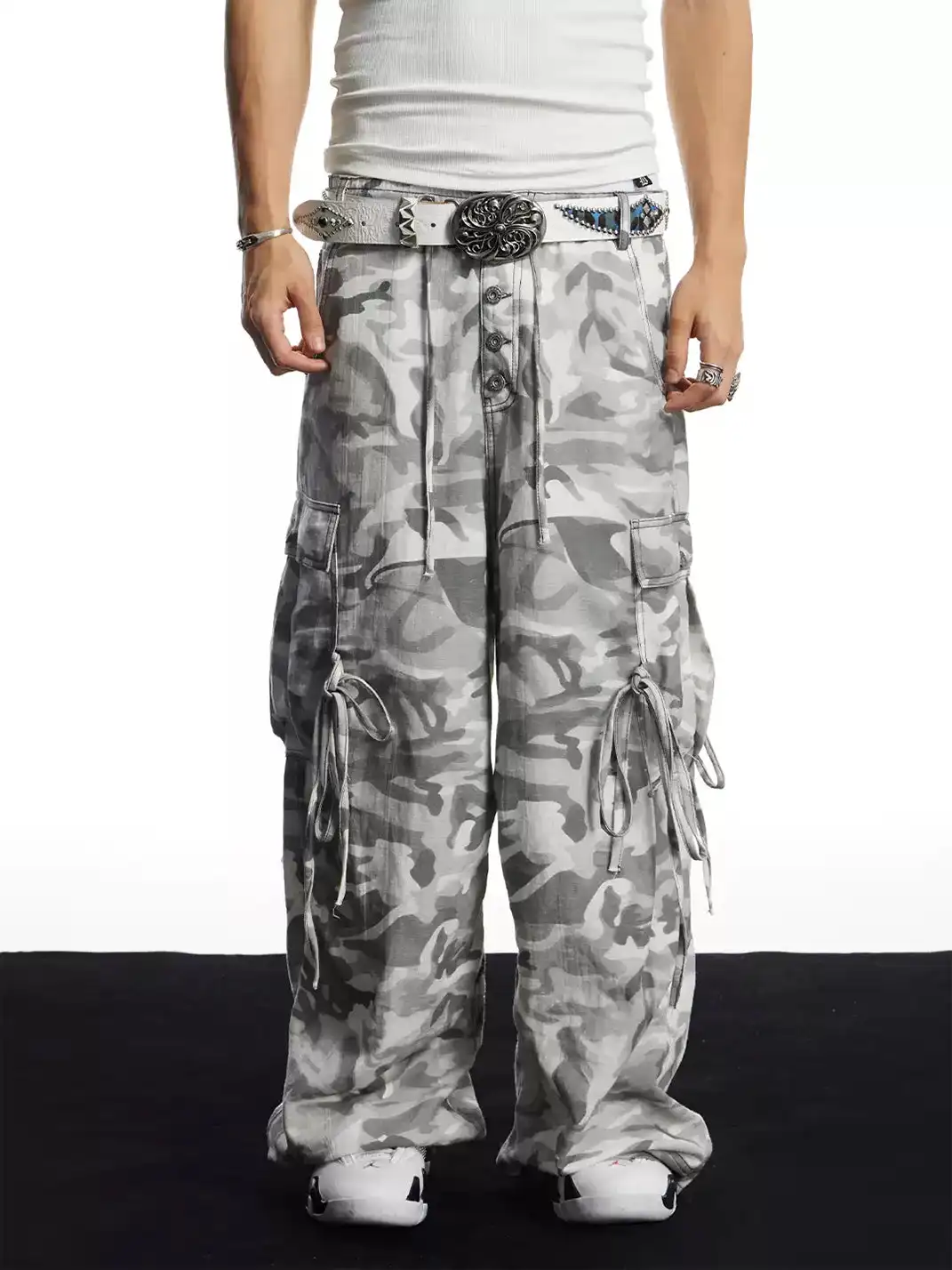 DND4DES | Camouflage Multi-Pocket Straight-Leg Linen Pants
