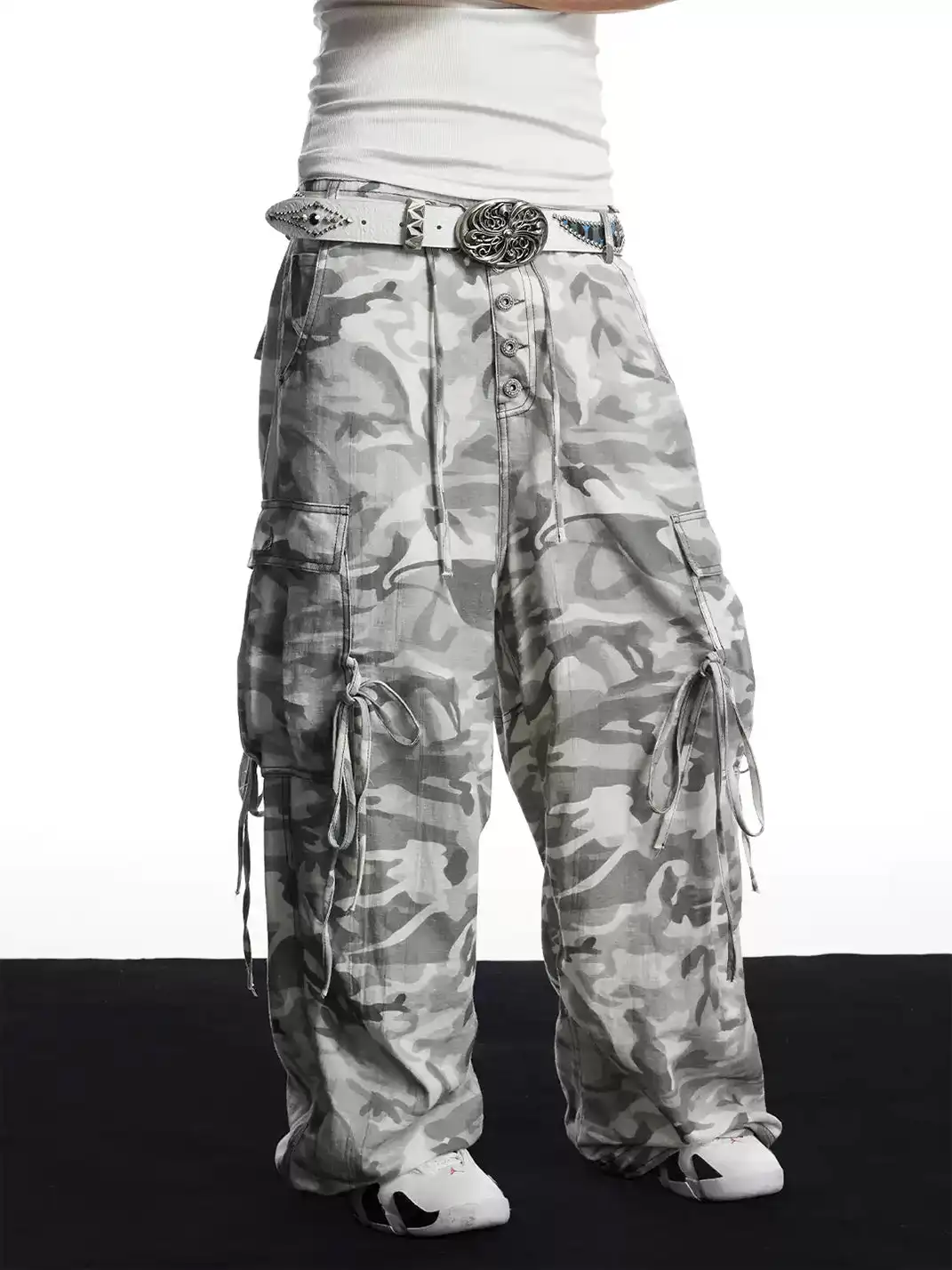 DND4DES | Camouflage Multi-Pocket Straight-Leg Linen Pants