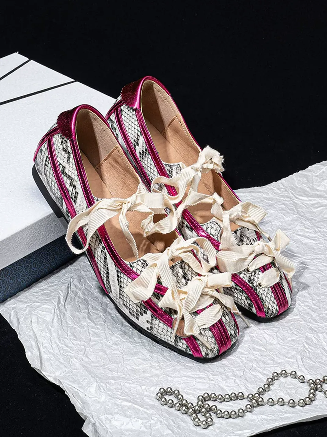 SISTER CURIE | Square Toe Crisscross Strap Ballet Mary Janes