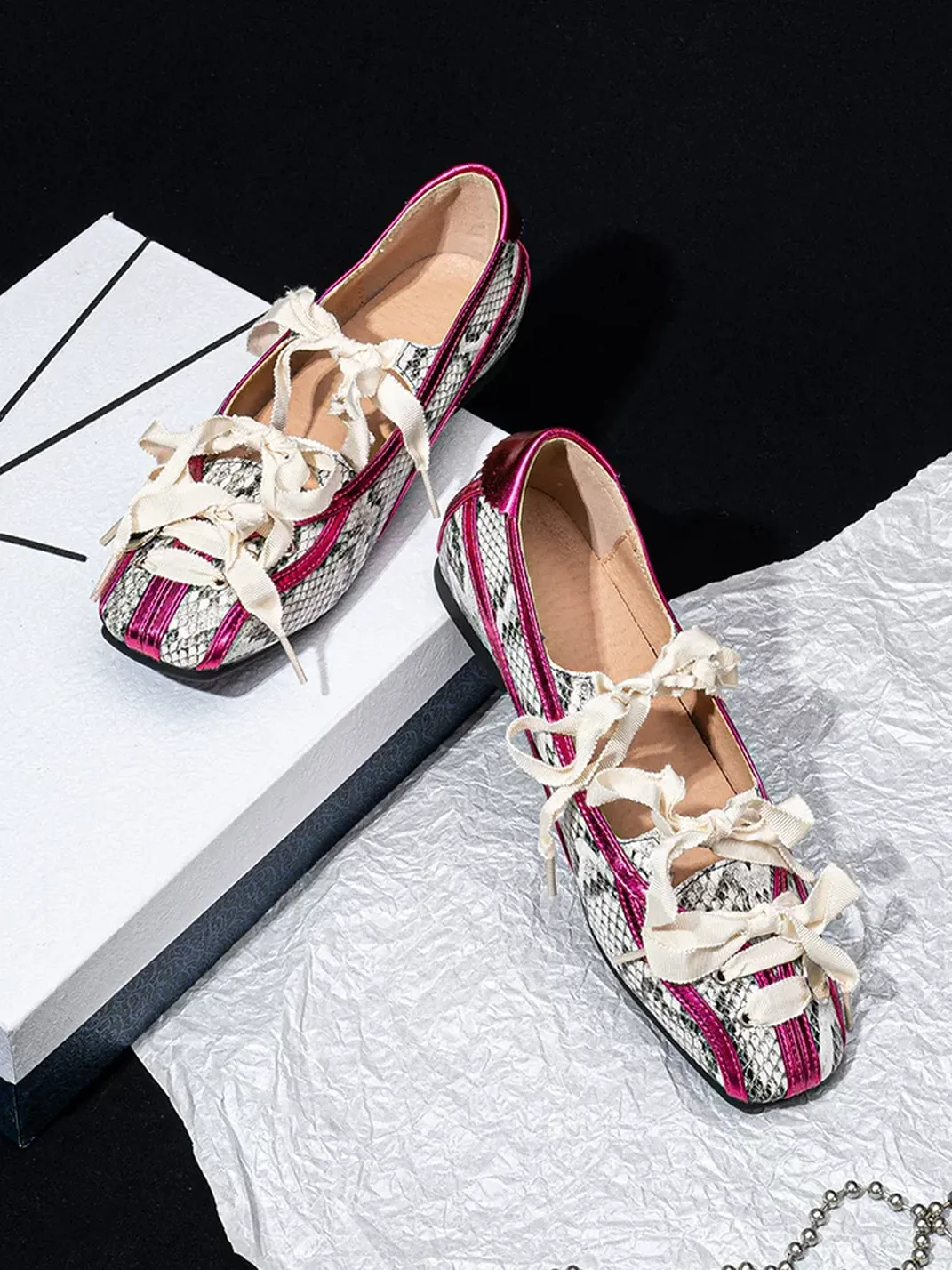 SISTER CURIE | Square Toe Crisscross Strap Ballet Mary Janes