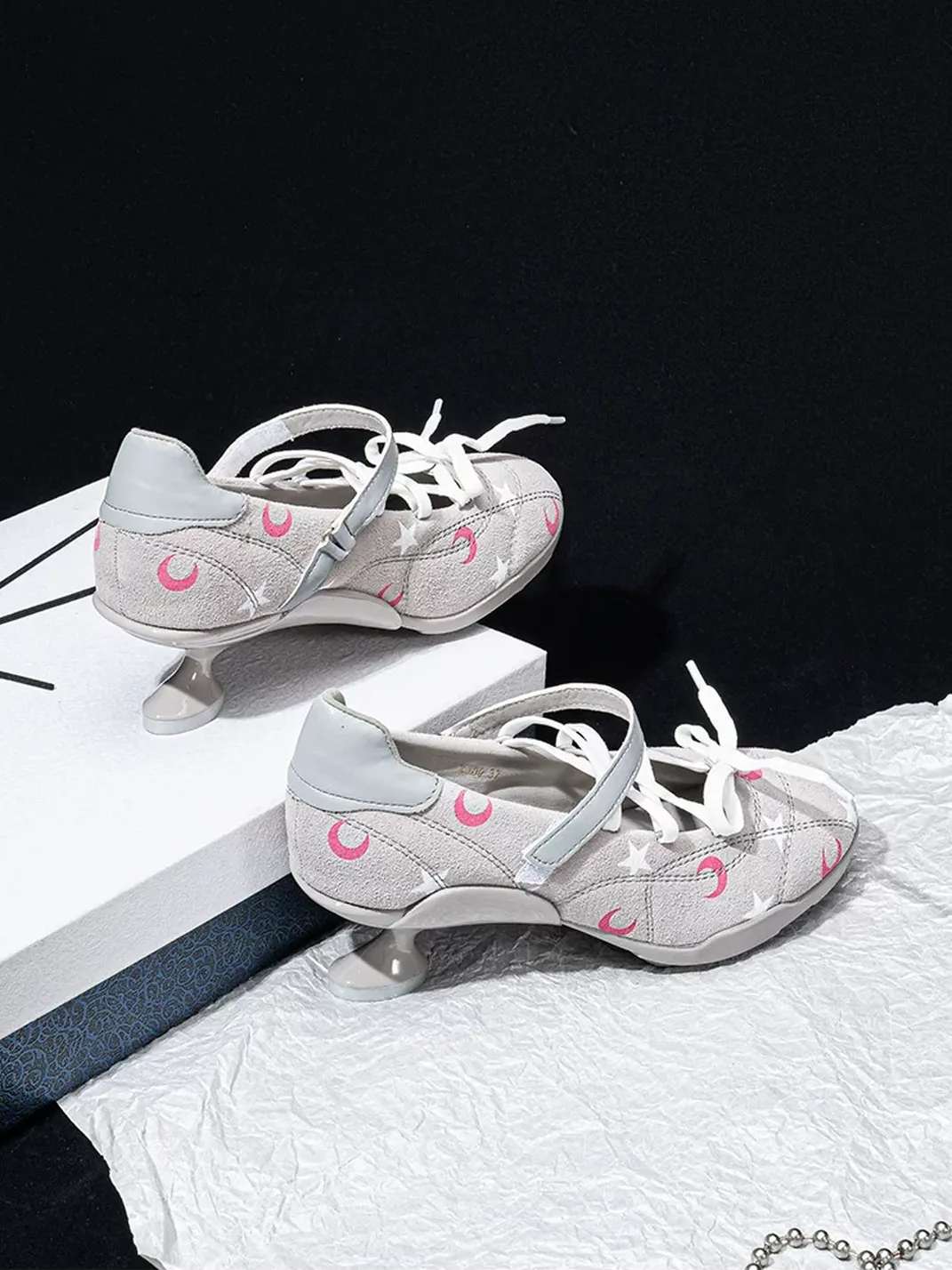 SISTER CURIE | Moon And Star Print Round Toe Mary Janes