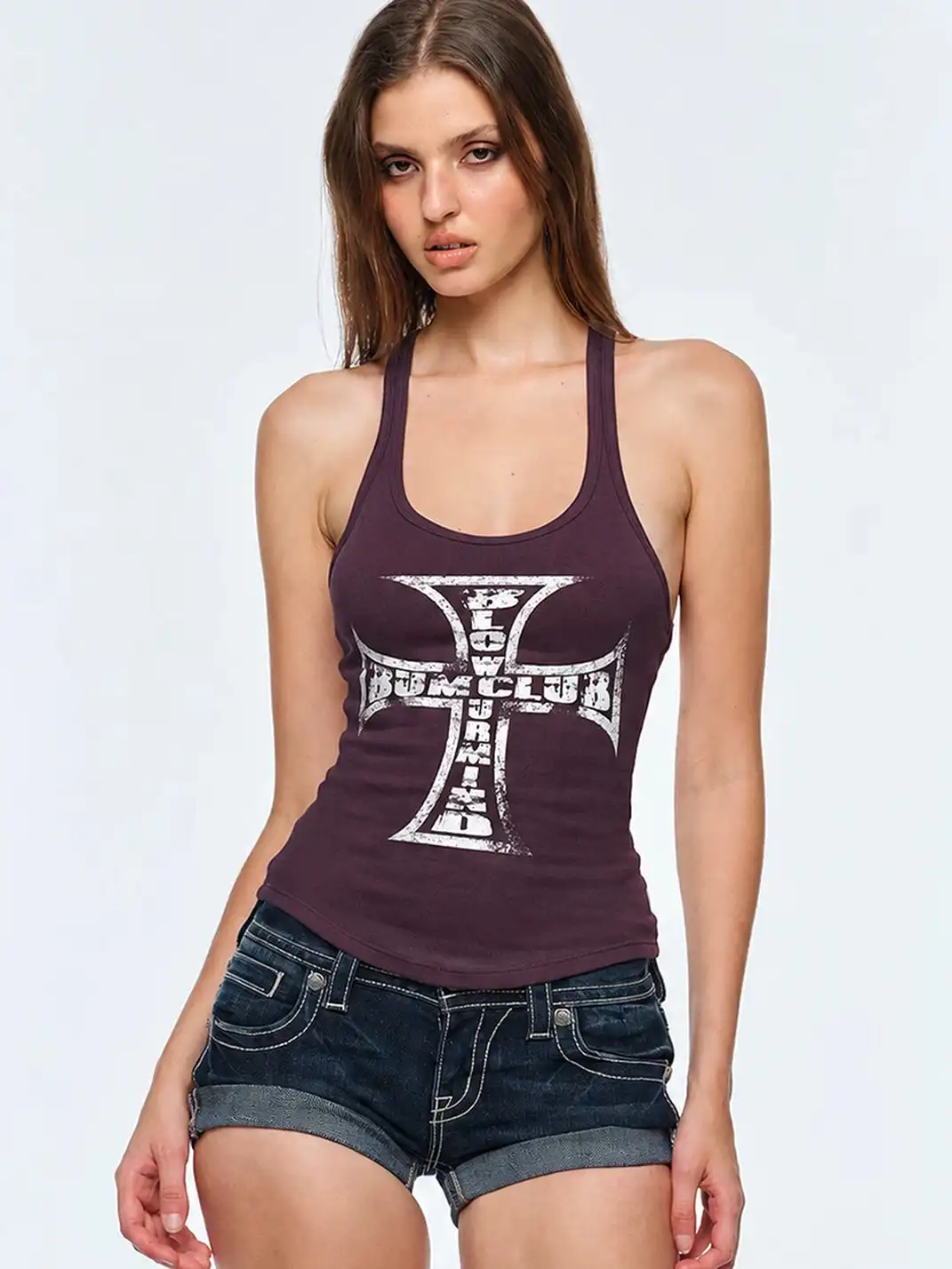 BUM STUDIO | Cross Print Fitted Tank Top