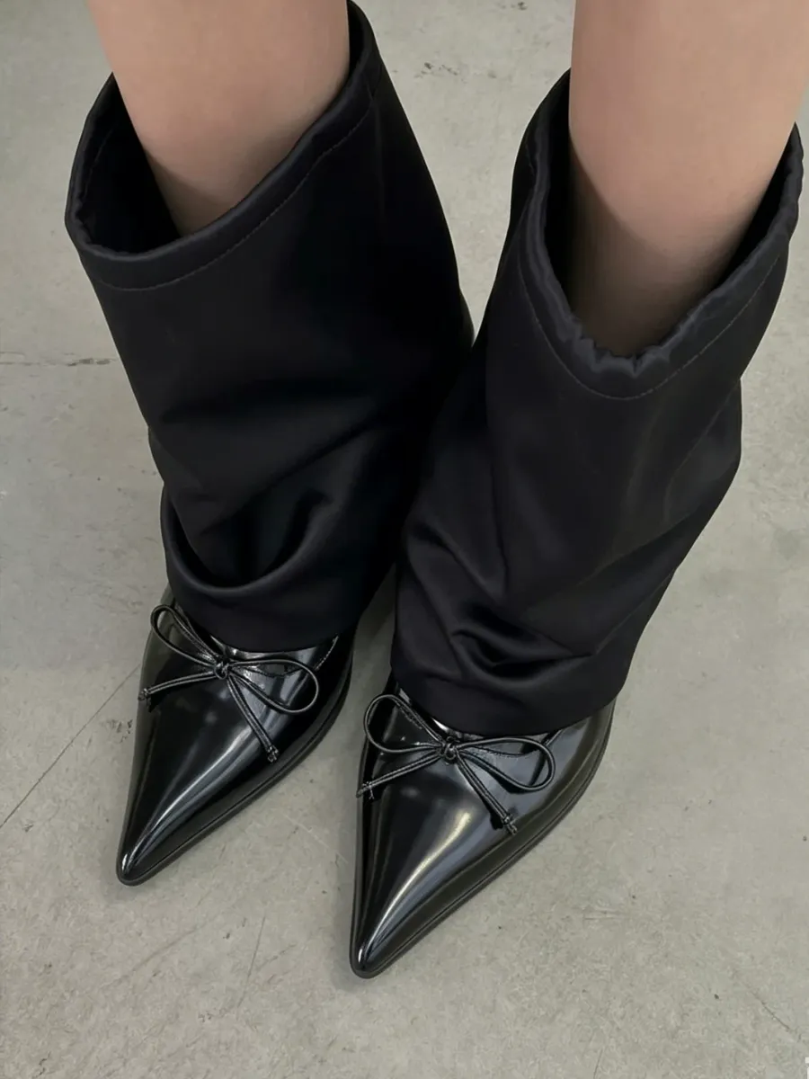 RONGRONG BABY | Satin Pointed Toe Ankle Boots - 2