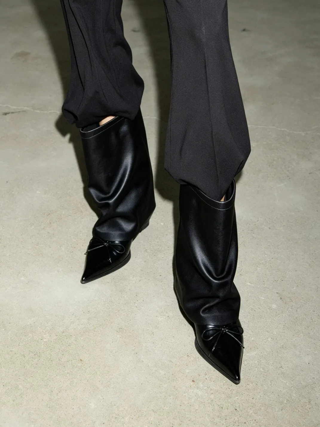RONGRONG BABY | Satin Pointed Toe Ankle Boots