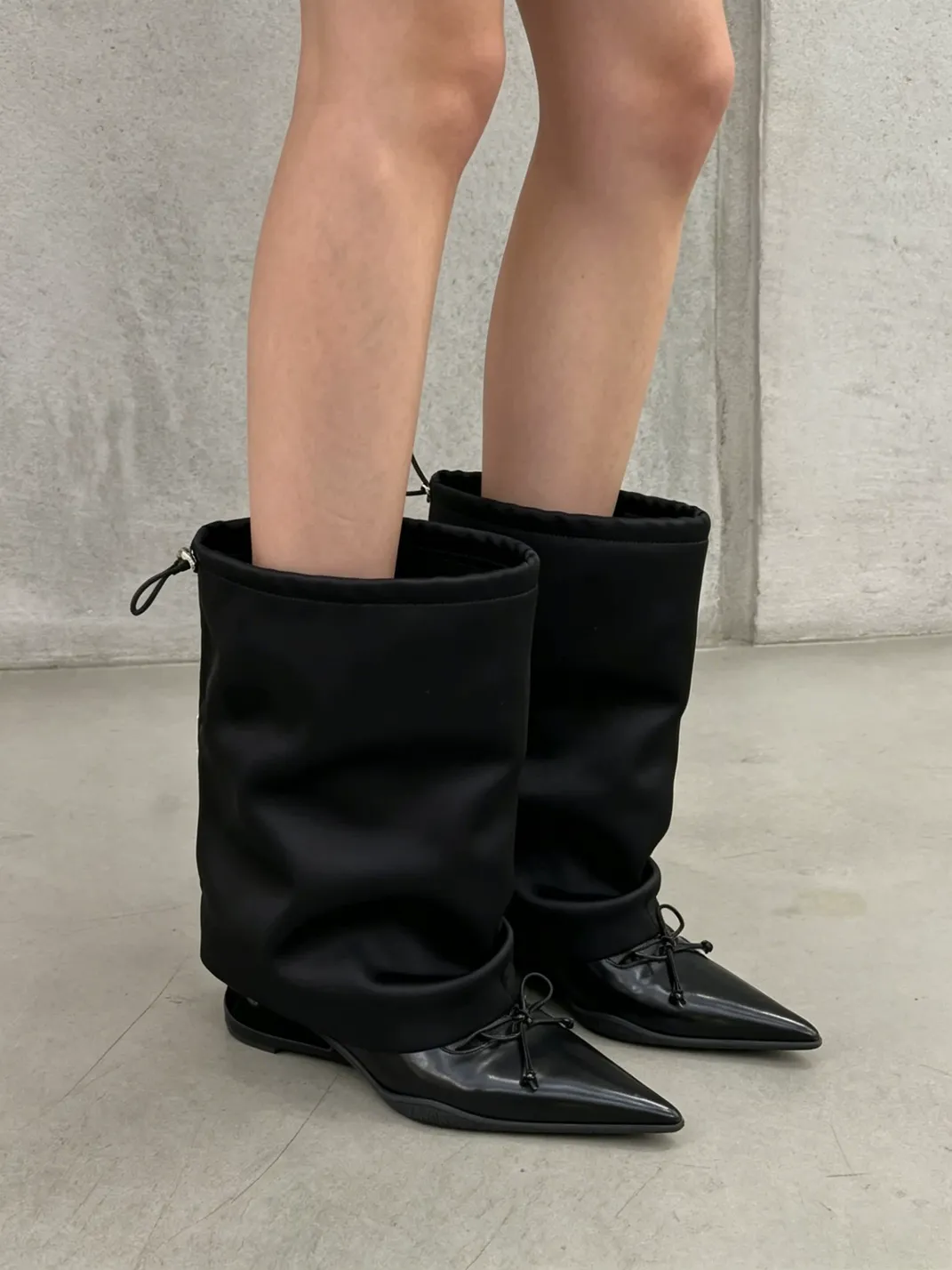 RONGRONG BABY | Satin Pointed Toe Ankle Boots