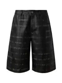 YADcrew | Waxed Spliced Leather Plaid Cropped Pants
