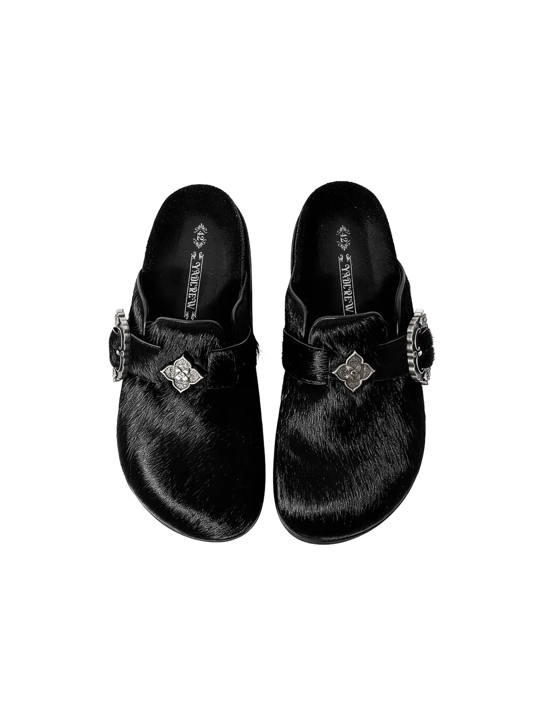 YADcrew | Metal Buckle Hair-On Leather Slides