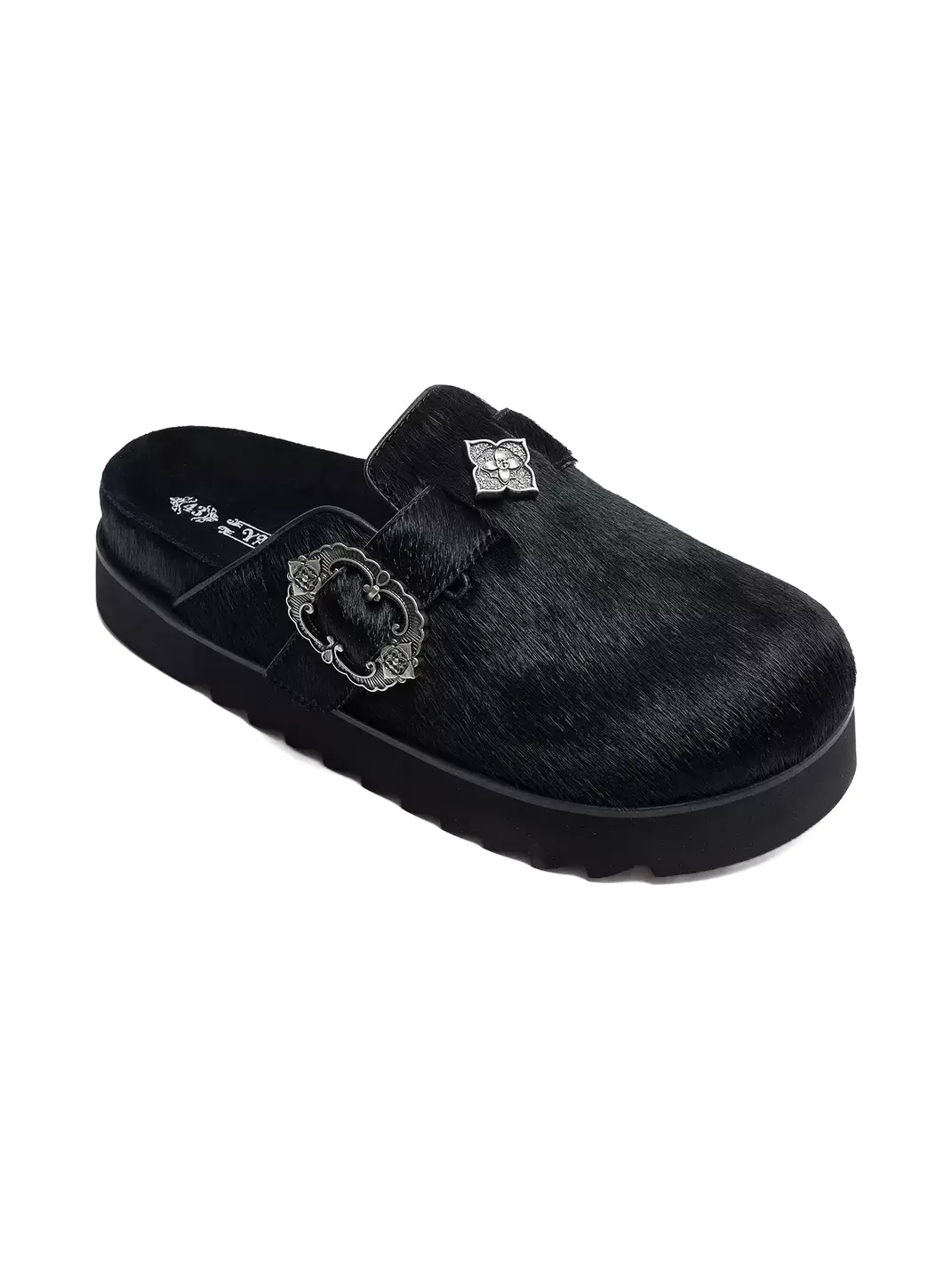 YADcrew | Metal Buckle Hair-On Leather Slides