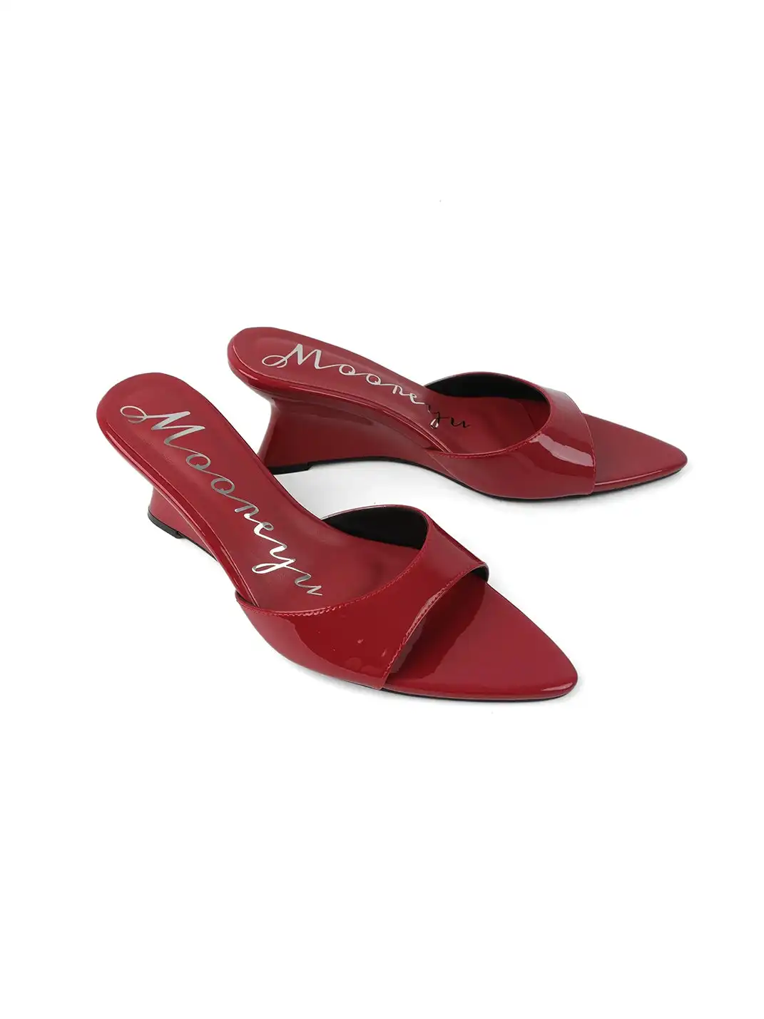 Mooreyu | Pointed One-Strap Open Toe Wedge Heels