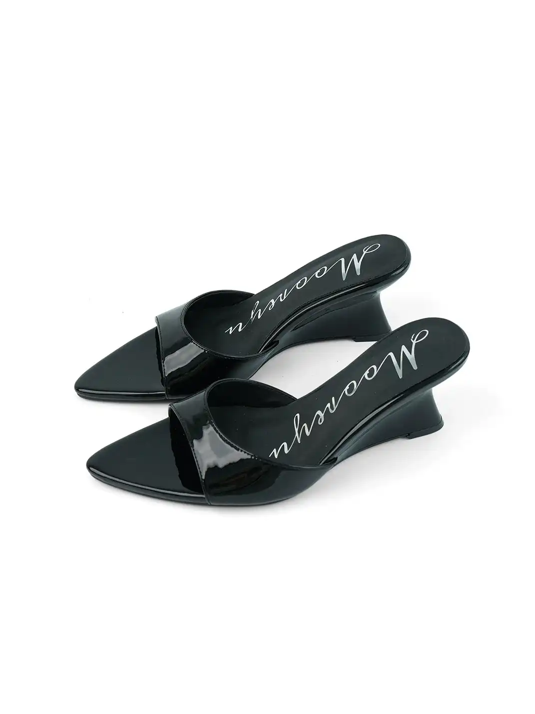 Mooreyu | Pointed One-Strap Open Toe Wedge Heels