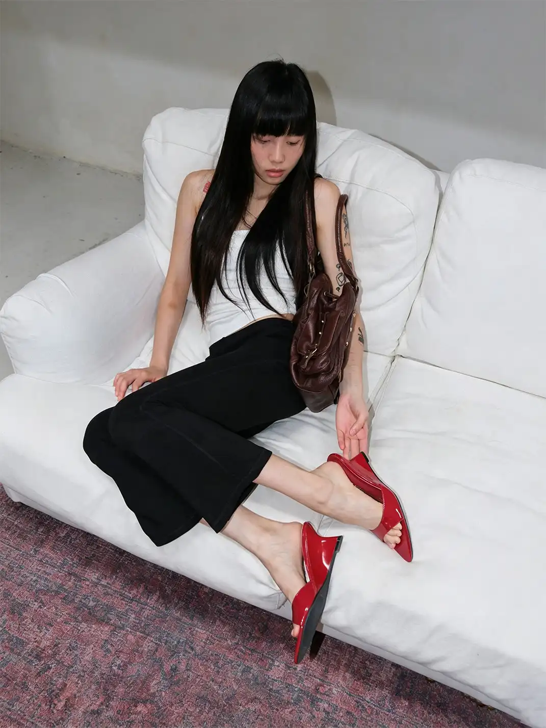 Mooreyu | Pointed One-Strap Open Toe Wedge Heels