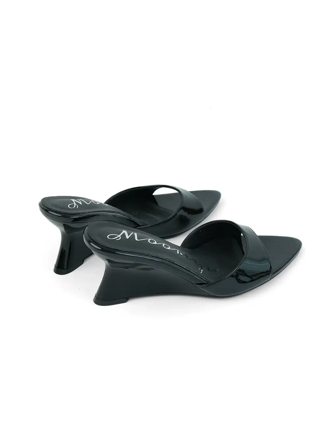 Mooreyu | Pointed One-Strap Open Toe Wedge Heels