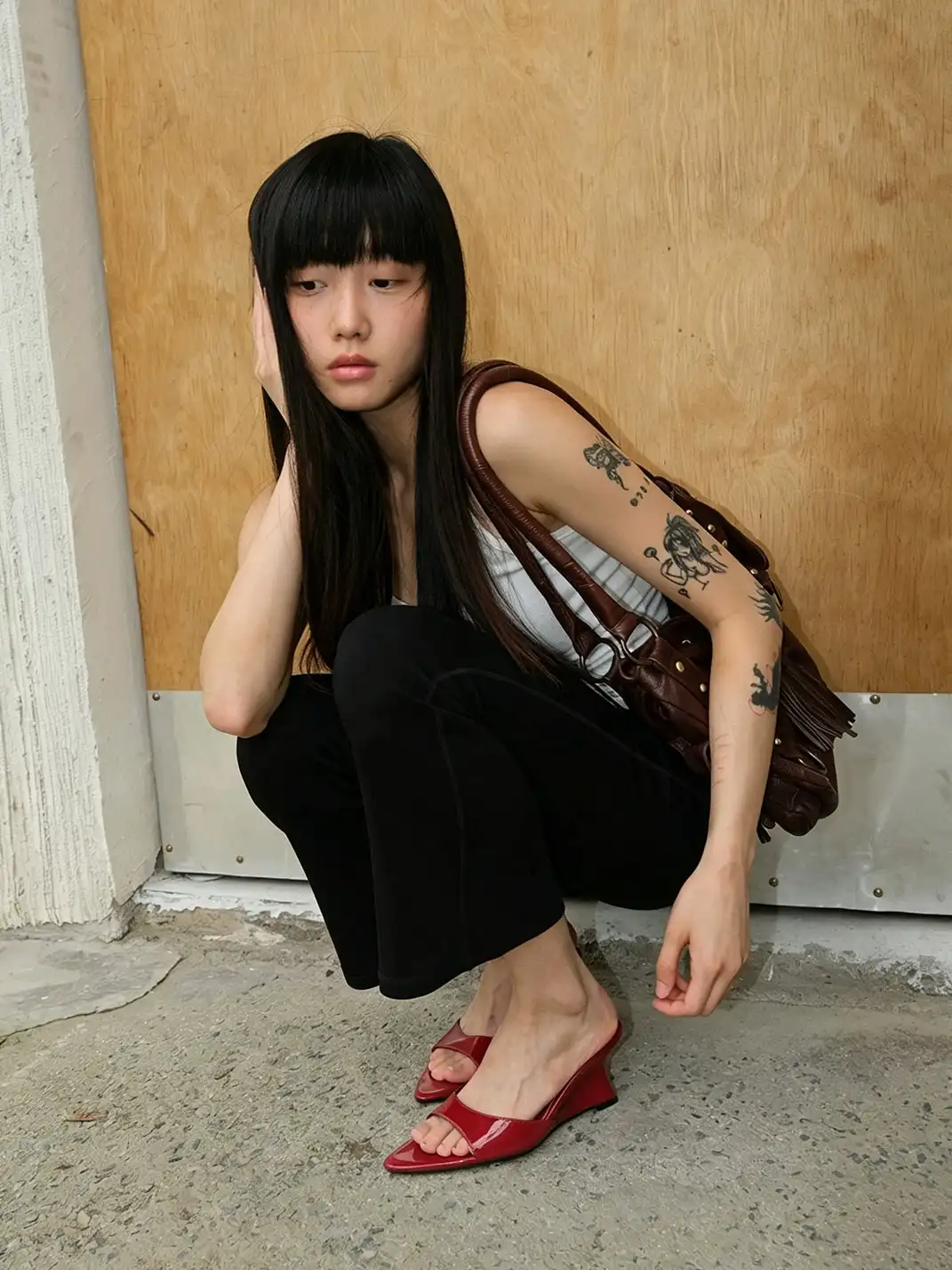 Mooreyu | Pointed One-Strap Open Toe Wedge Heels