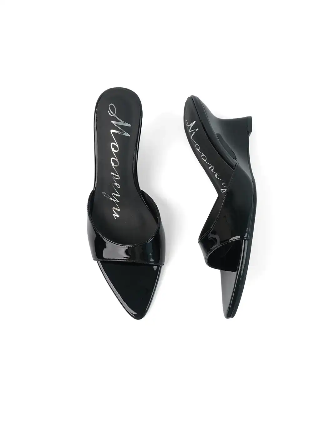 Mooreyu | Pointed One-Strap Open Toe Wedge Heels