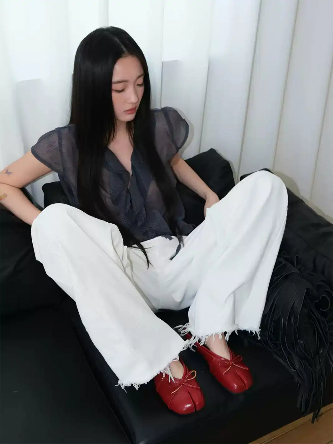 Mooreyu | Split Toe Bow Mary Jane Mules