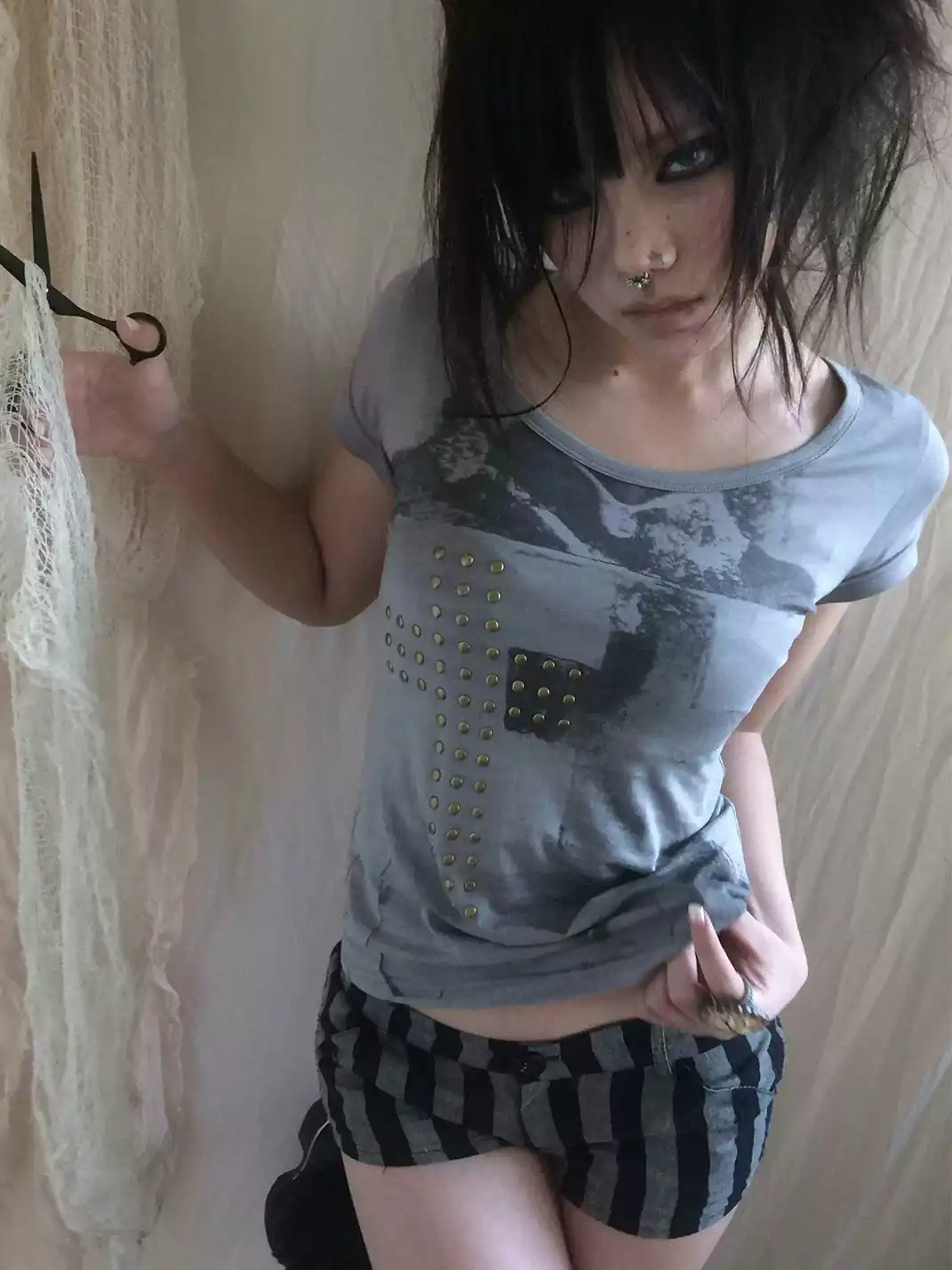 Imdelusion | Punk Studded Portrait Print T-Shirt