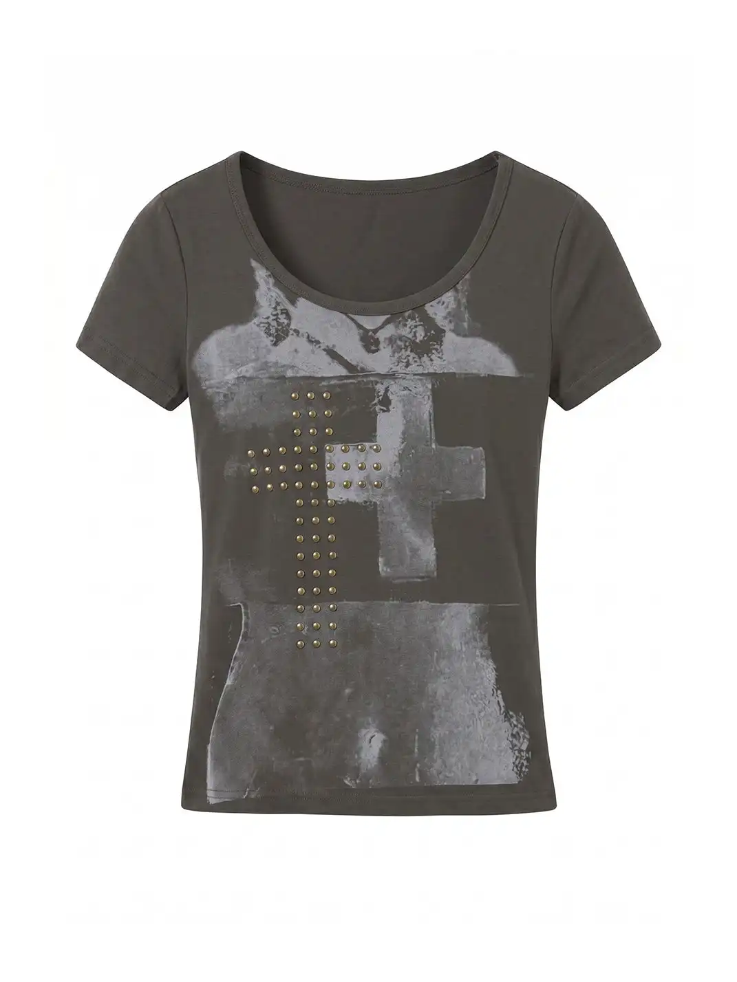 Imdelusion | Punk Studded Portrait Print T-Shirt
