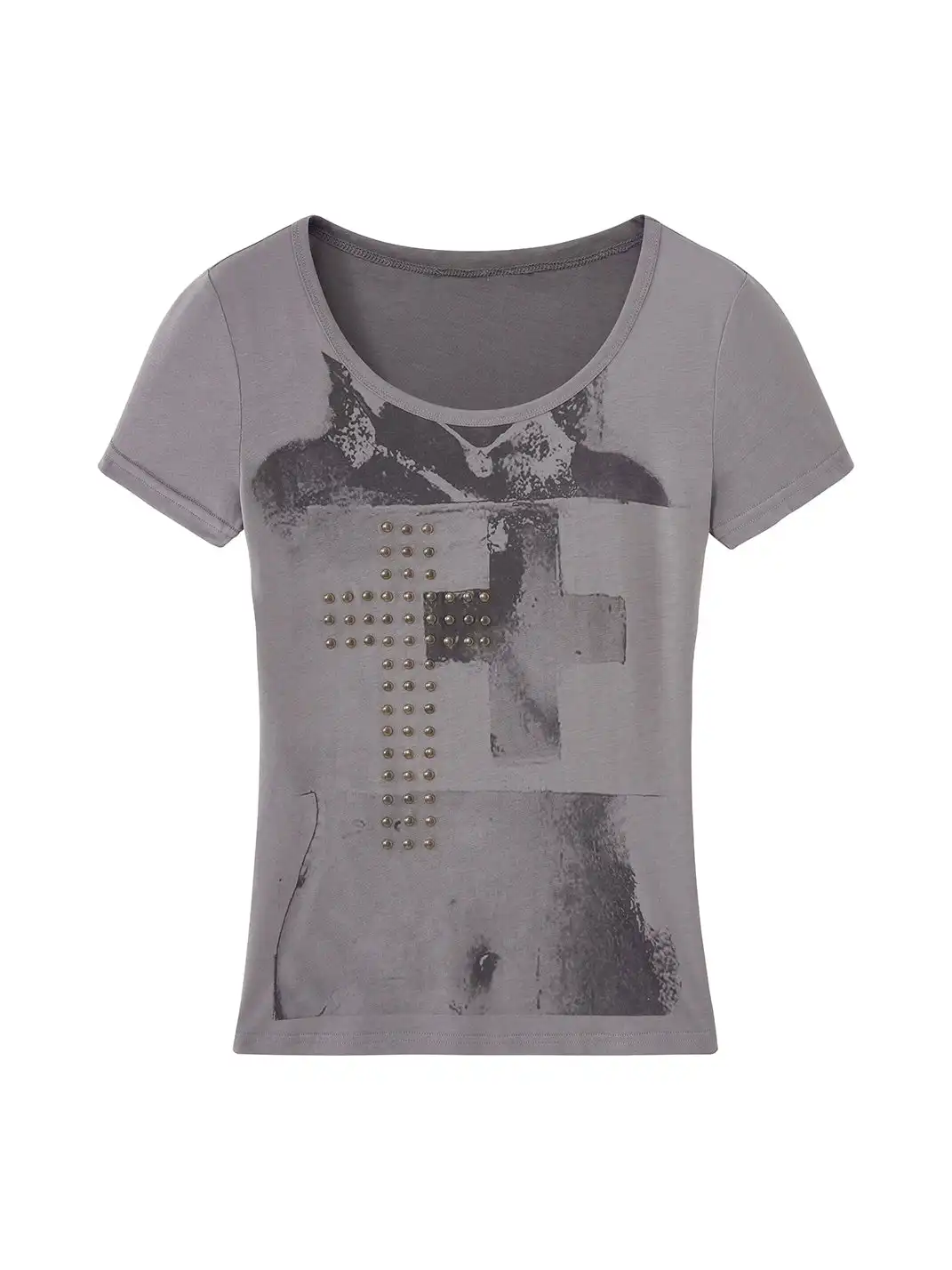 Imdelusion | Punk Studded Portrait Print T-Shirt