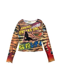 DeadEndKids | Graphic Print Stretch Mesh Top