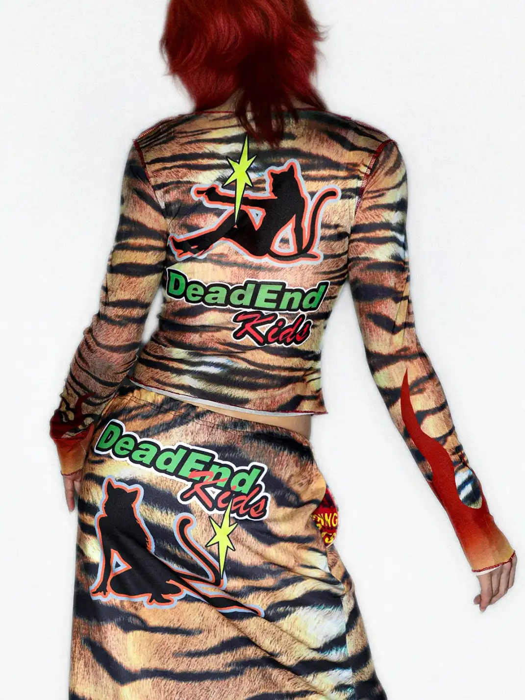 DeadEndKids | Graphic Print Stretch Mesh Top