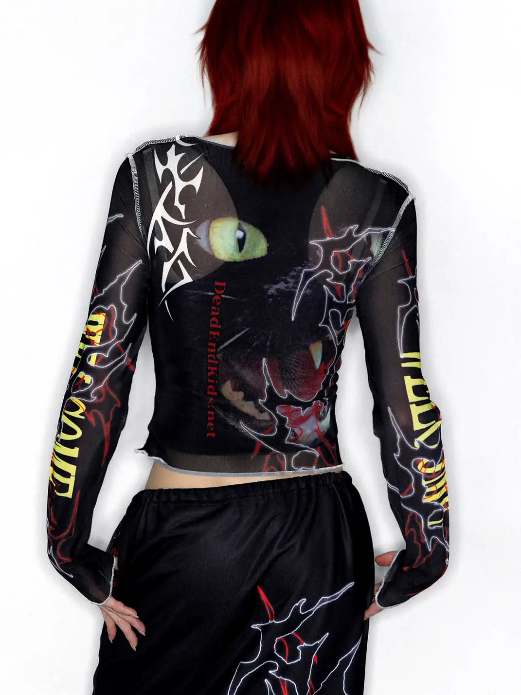 DeadEndKids | Graphic Print Stretch Mesh Top