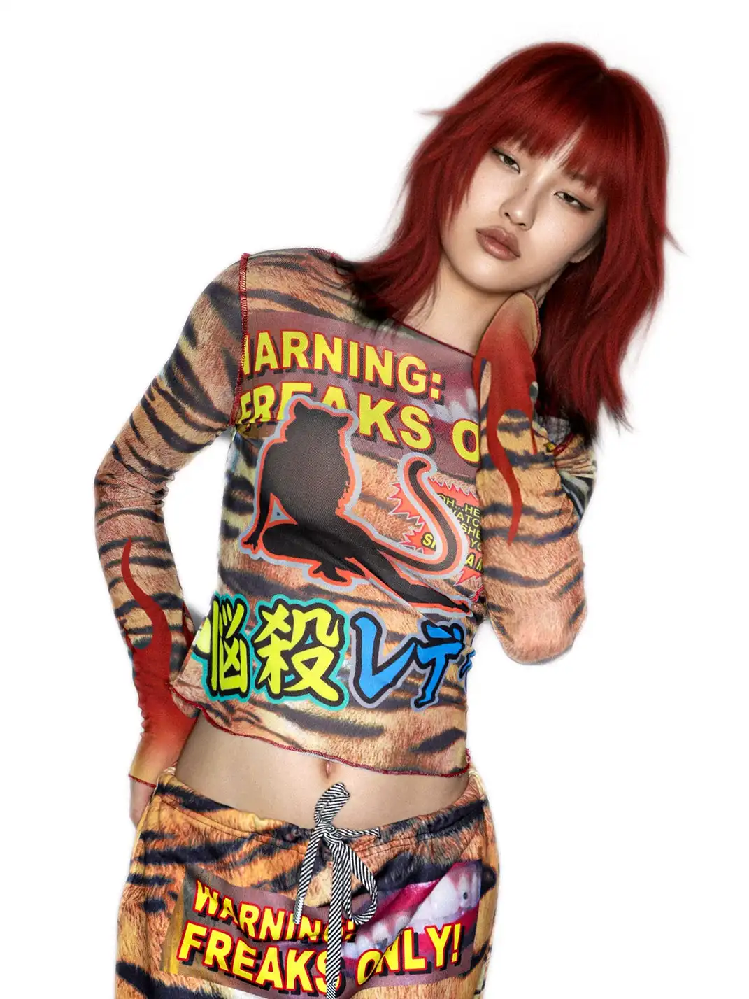 DeadEndKids | Graphic Print Stretch Mesh Top