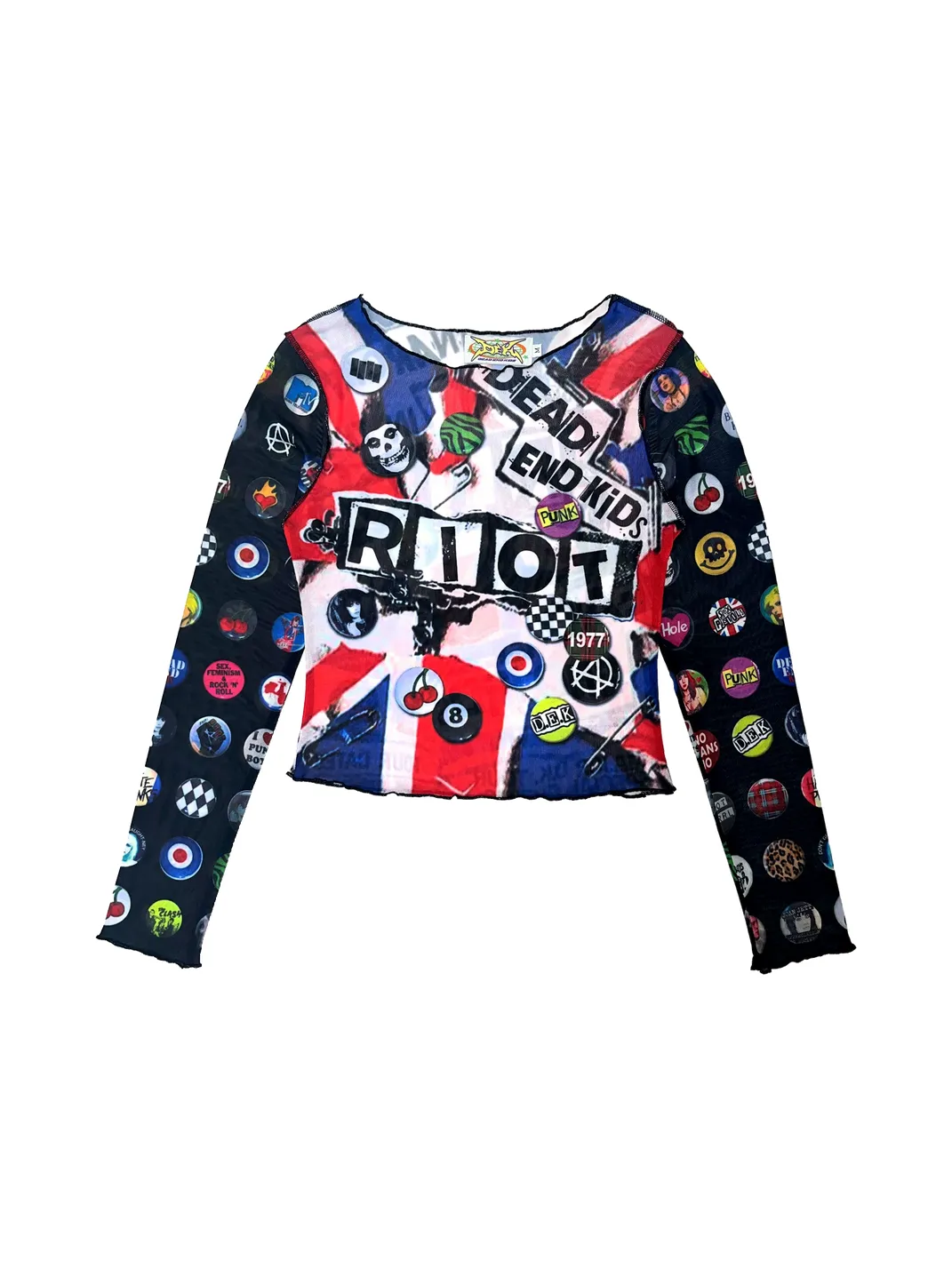 DeadEndKids | Graphic Print Stretch Mesh Top