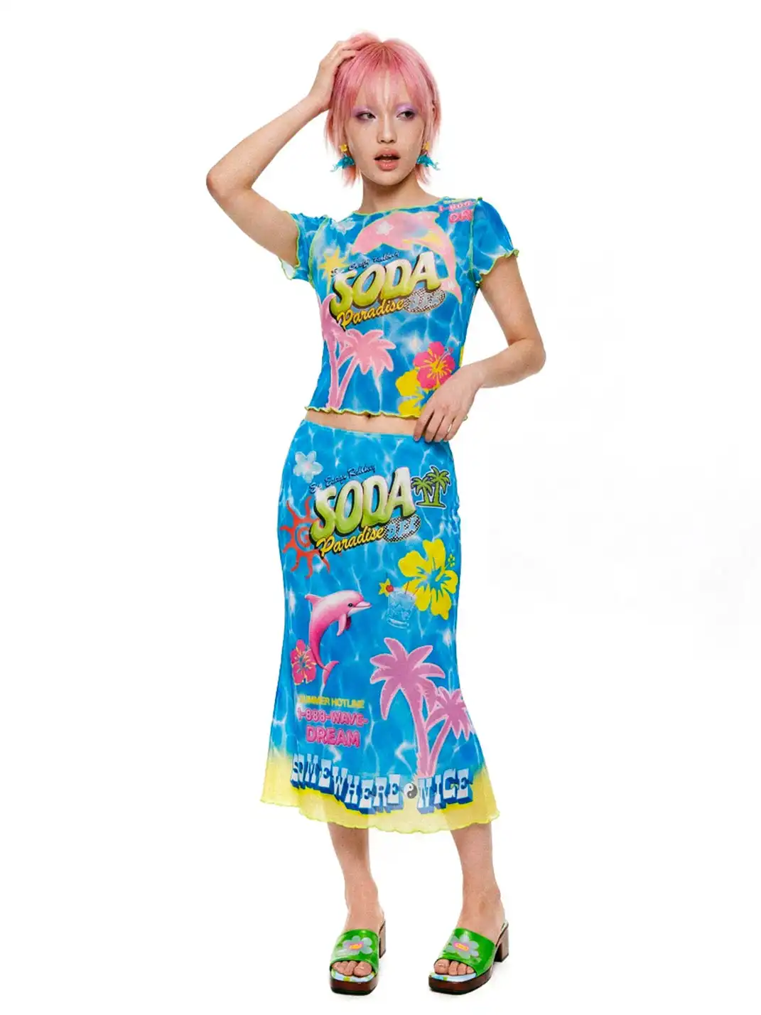 DeadEndKids | Vacation Mesh Top & Mermaid Skirt Set