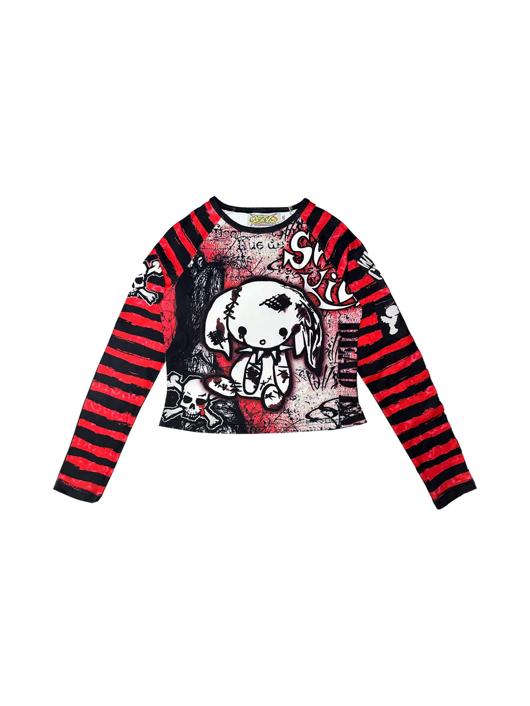 DeadEndKids | Y2K Anime Girl Print Plaid Top