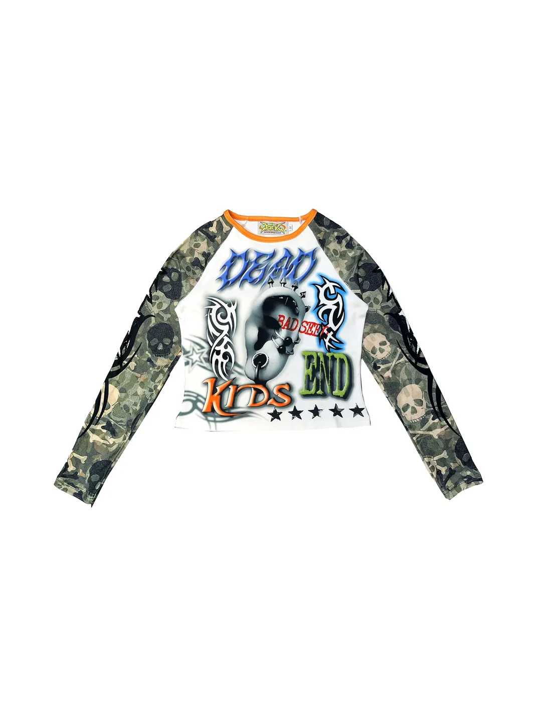 DeadEndKids | Y2K Anime Girl Print Plaid Top