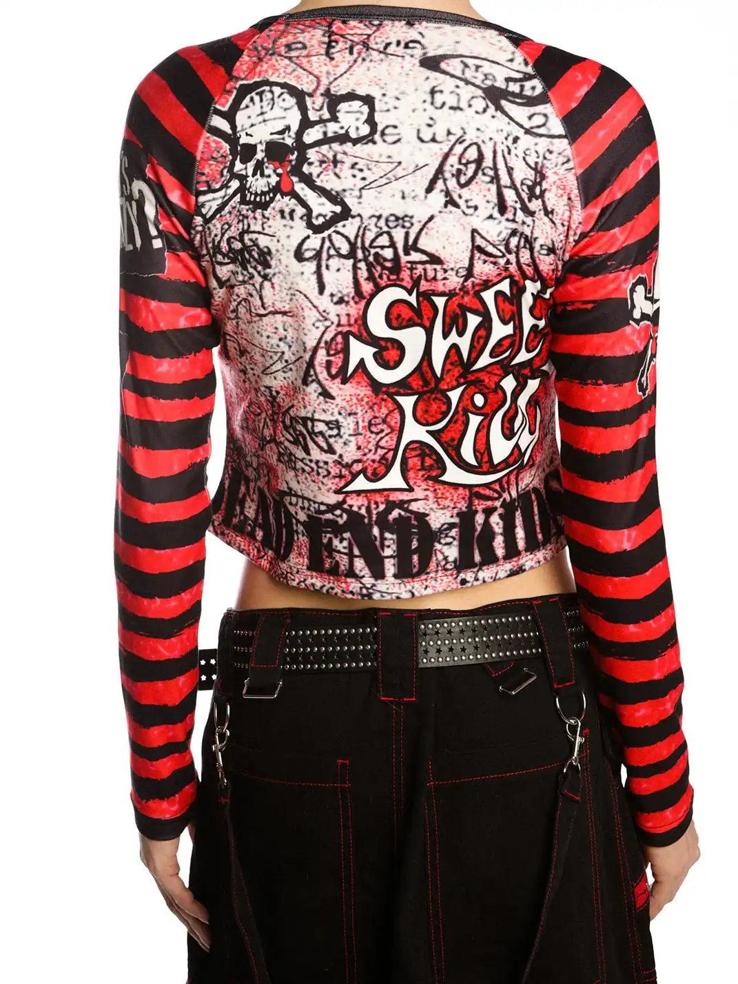 DeadEndKids | Y2K Anime Girl Print Plaid Top