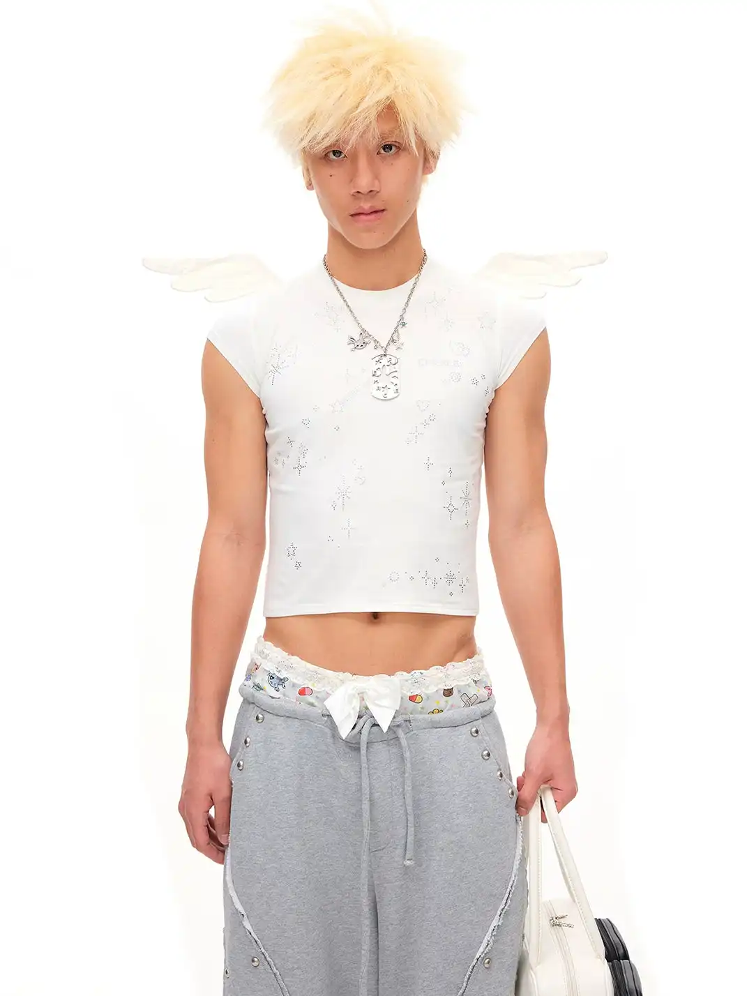 CFIERCE | Star Rhinestone Angel Wings T-Shirt