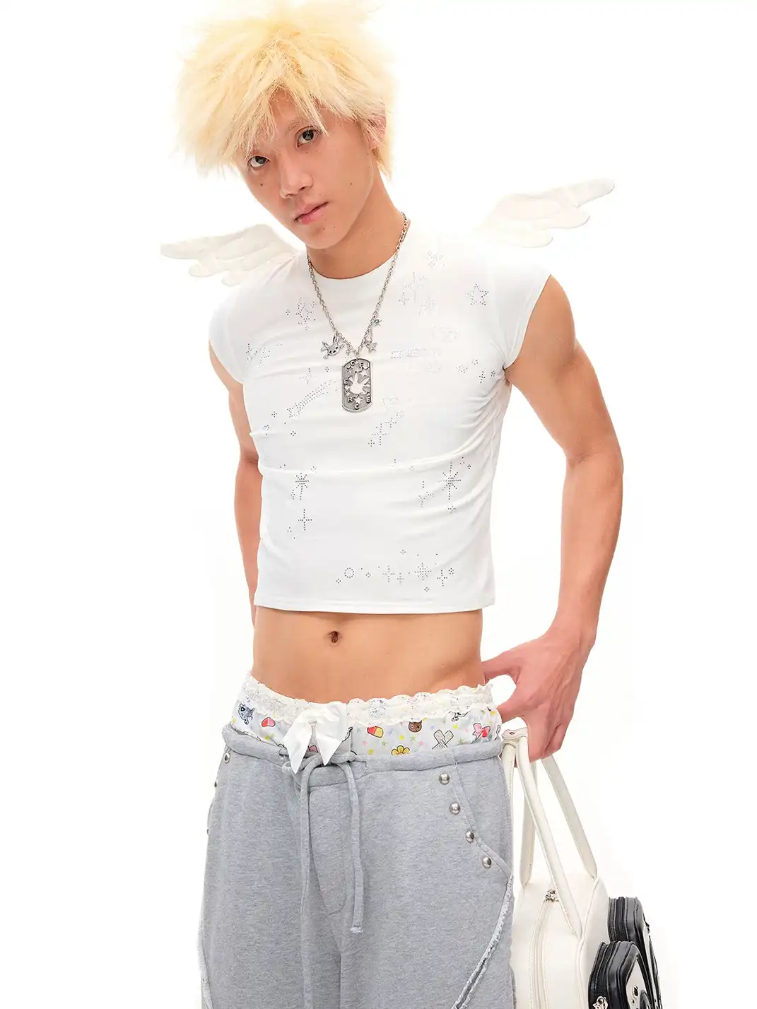CFIERCE | Star Rhinestone Angel Wings T-Shirt