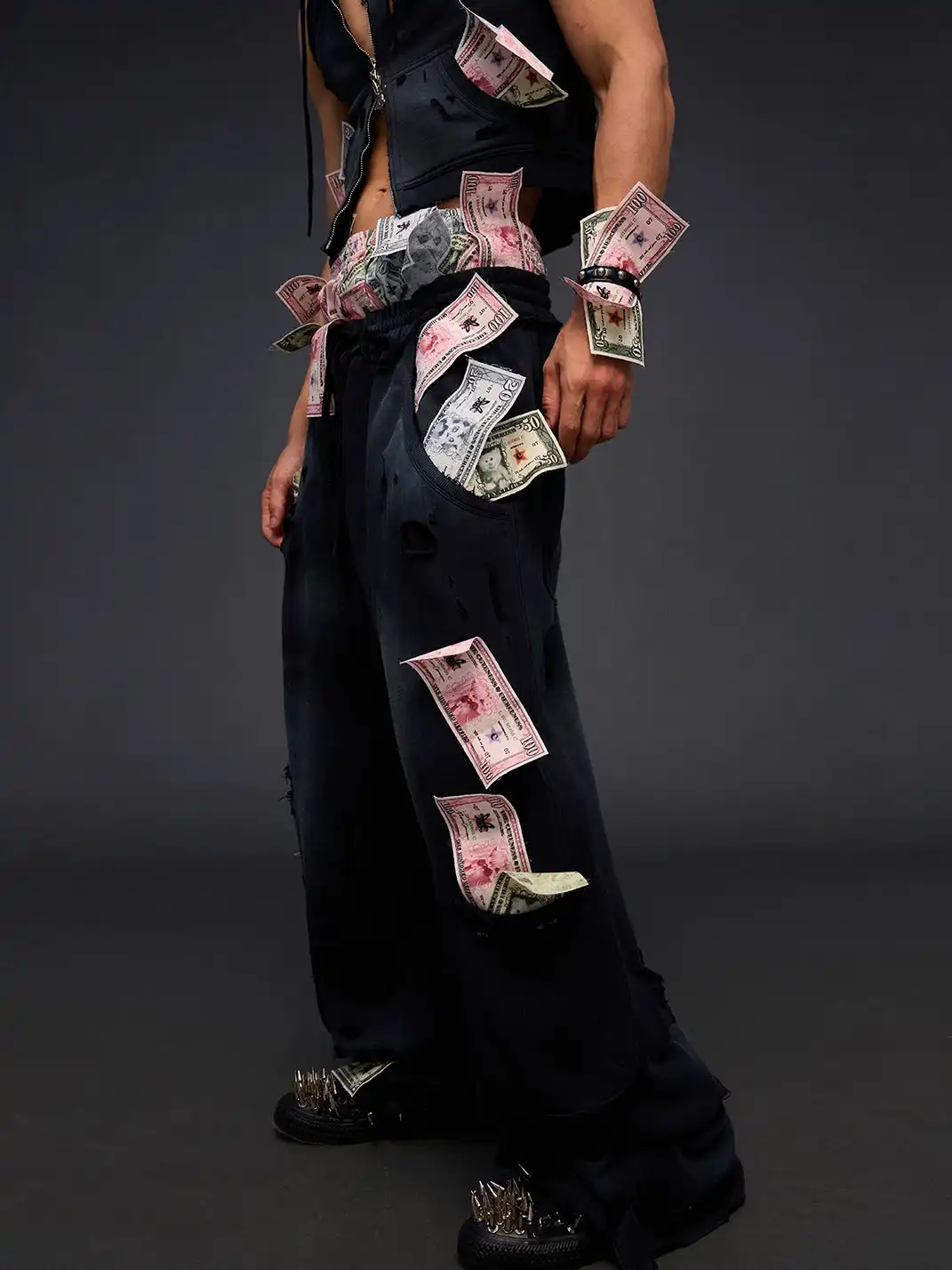 CFIERCE | Money Print Distressed Sweatpants