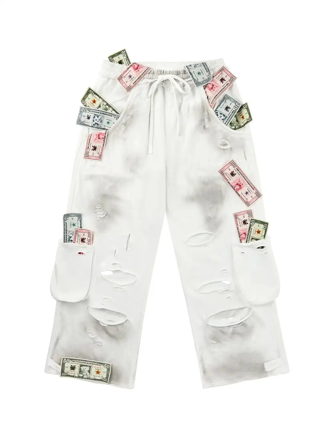 CFIERCE | Money Print Distressed Sweatpants