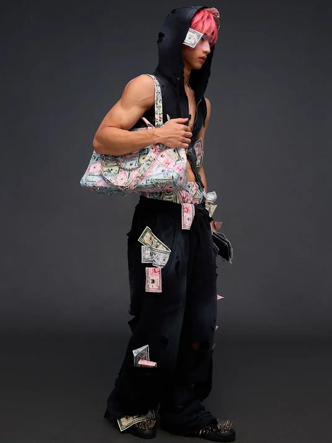 CFIERCE | Money Print Distressed Sweatpants