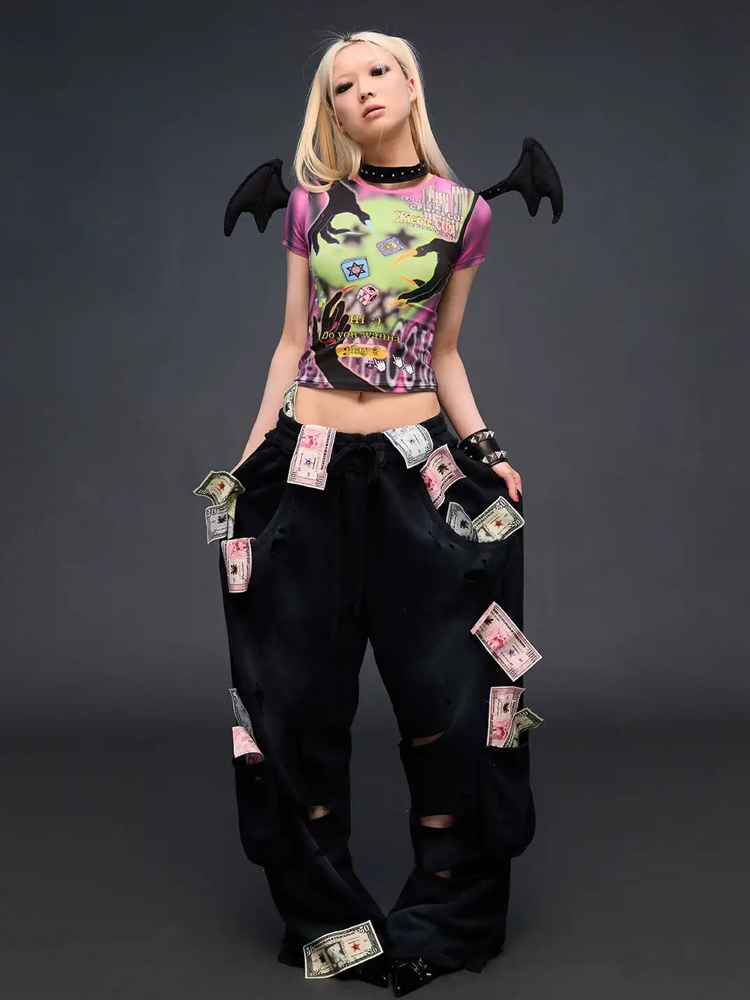 CFIERCE | Money Print Distressed Sweatpants