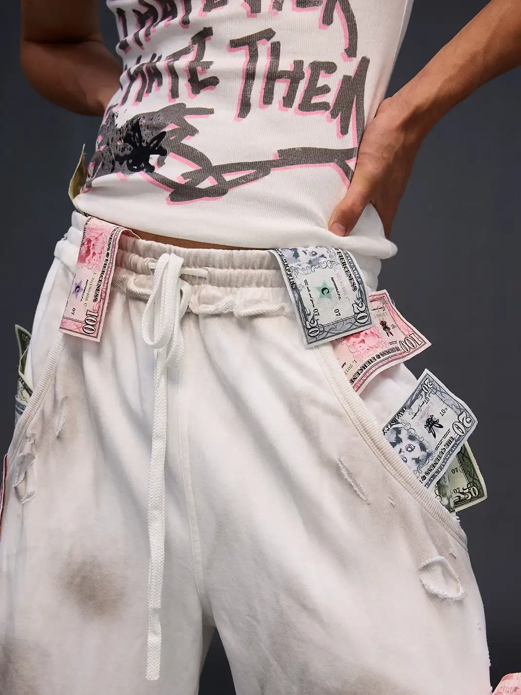 CFIERCE | Money Print Distressed Sweatpants