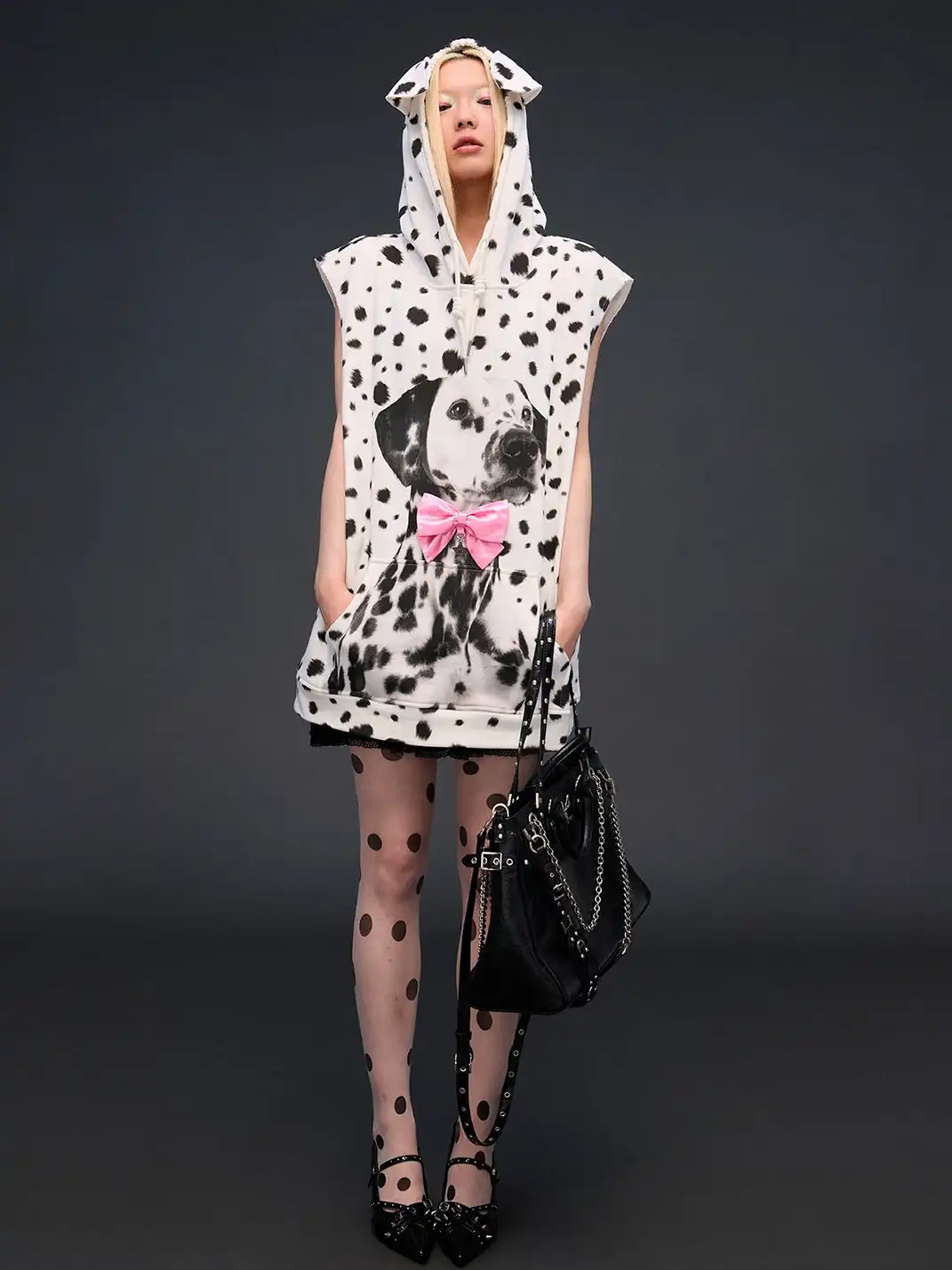 CFIERCE | Dalmatian Print Hoodie Vest