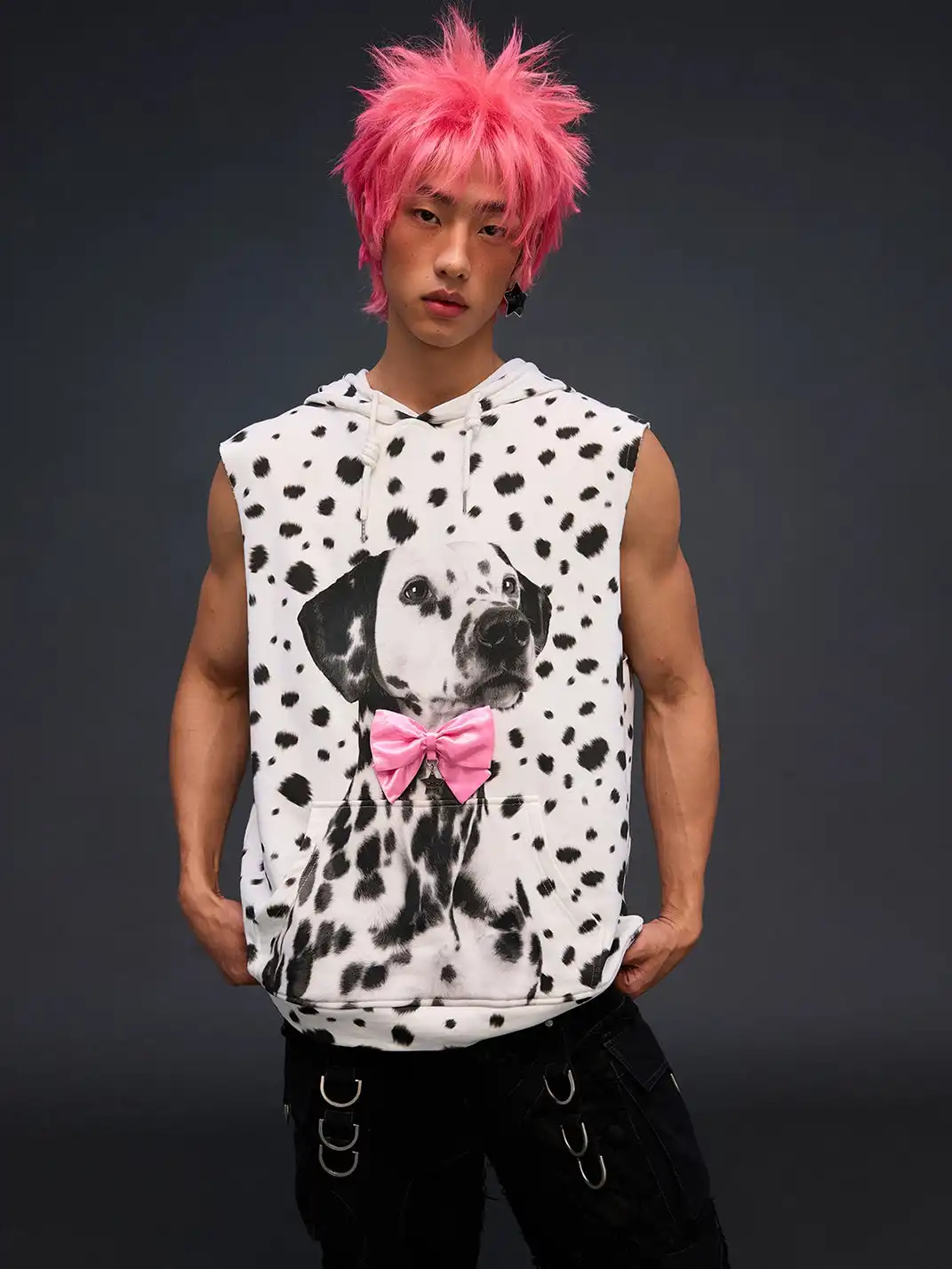 CFIERCE | Dalmatian Print Hoodie Vest