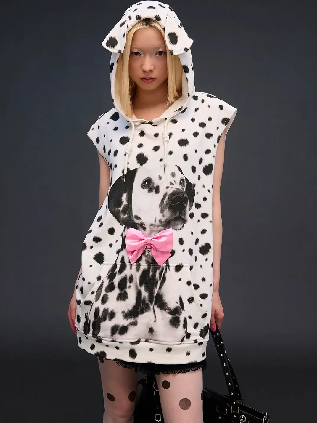 CFIERCE | Dalmatian Print Hoodie Vest