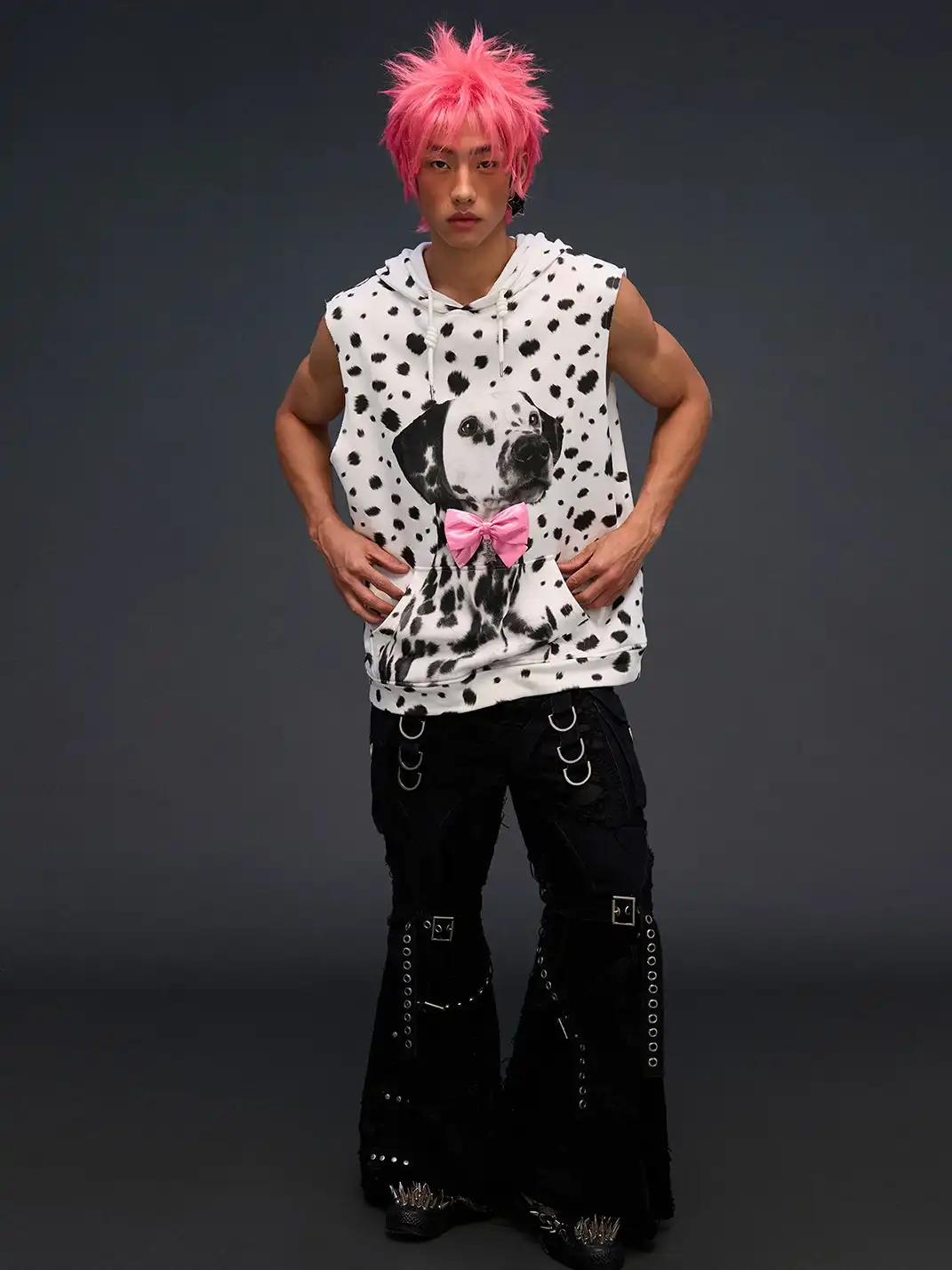 CFIERCE | Dalmatian Print Hoodie Vest